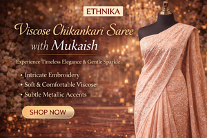 Viscose Chikankari Saree with Mukaish – A Timeless Expression of Refined Elegance
