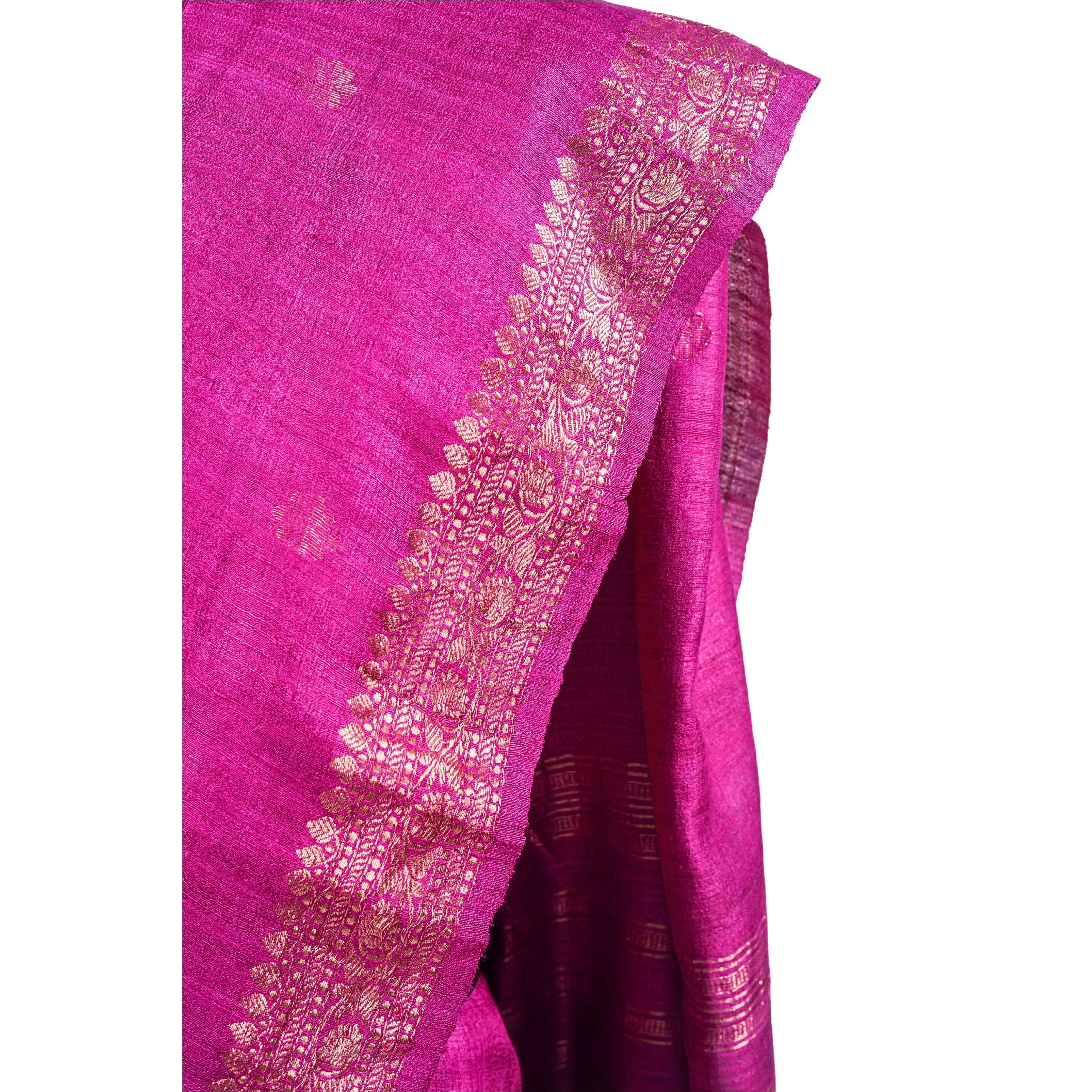 Bengali Handloom Matka Silk Saree (Magenta)