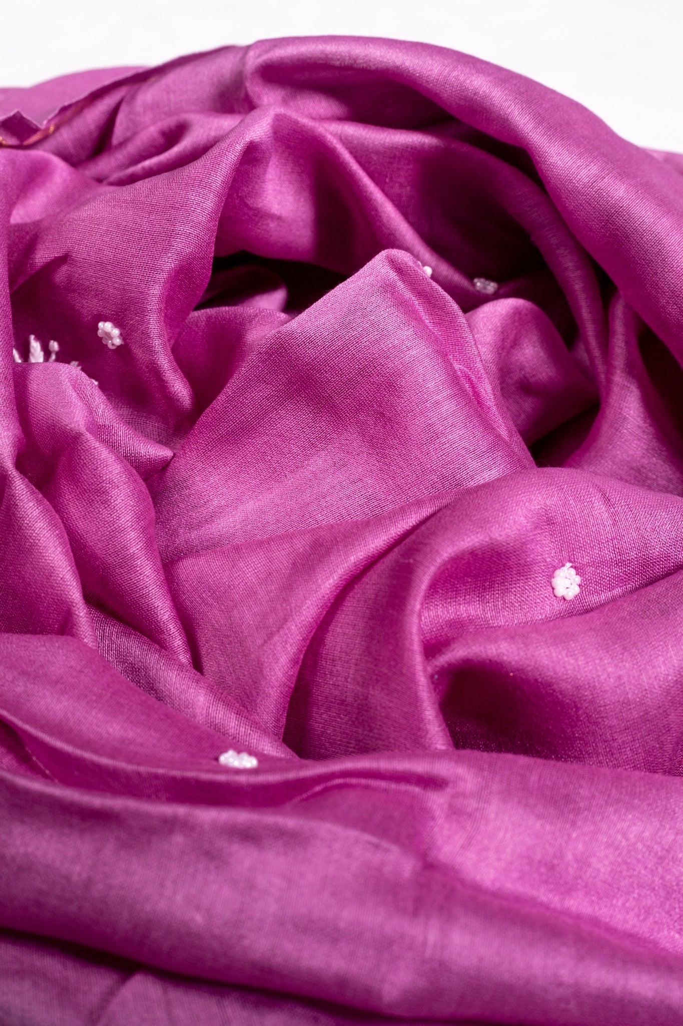 Mul Chanderi Chikankari Suit with Cutdana Moti Work (3 Piece, Unstitched, Mauve)