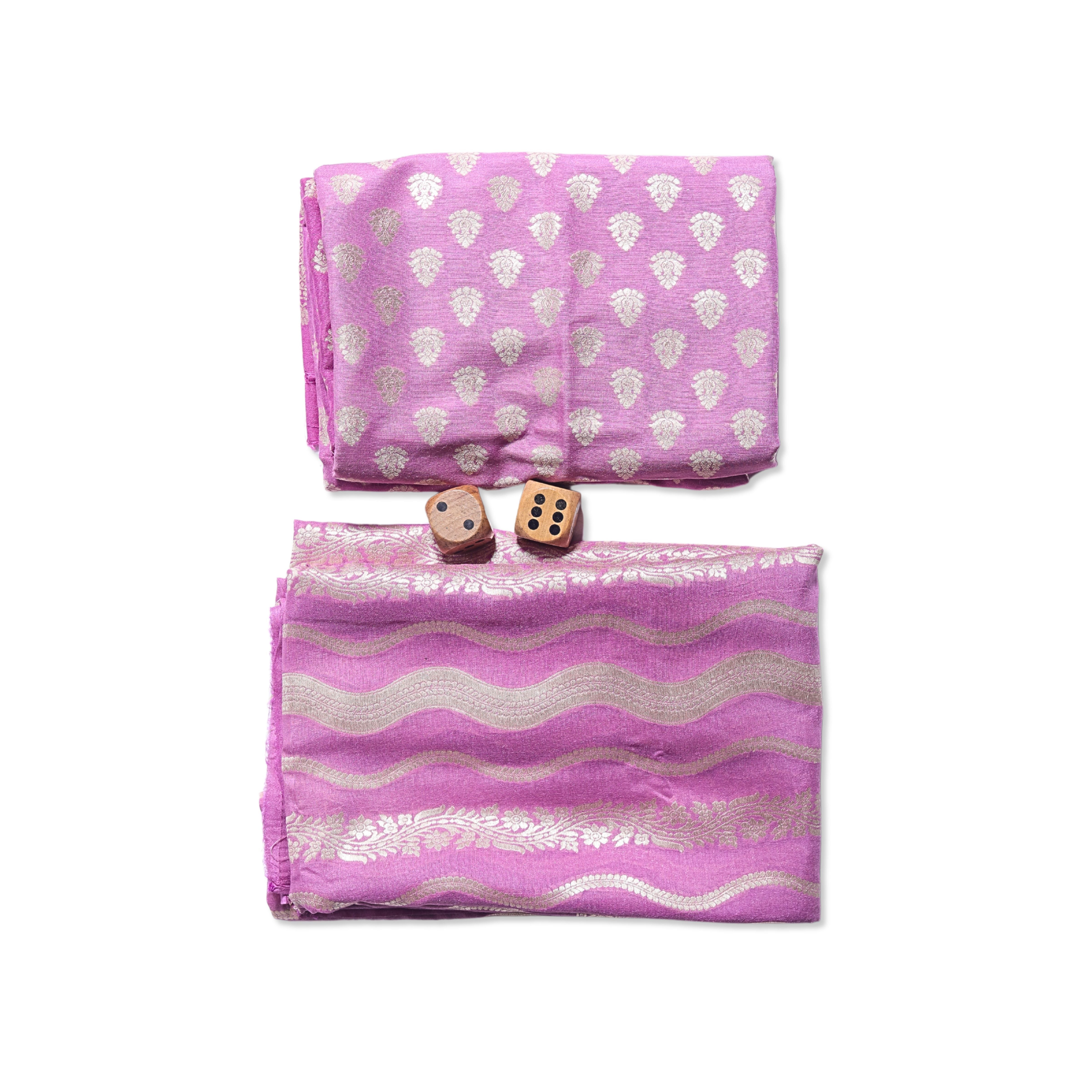 Banarasi Silk Suit(3 Piece, Unstitched, Purple)