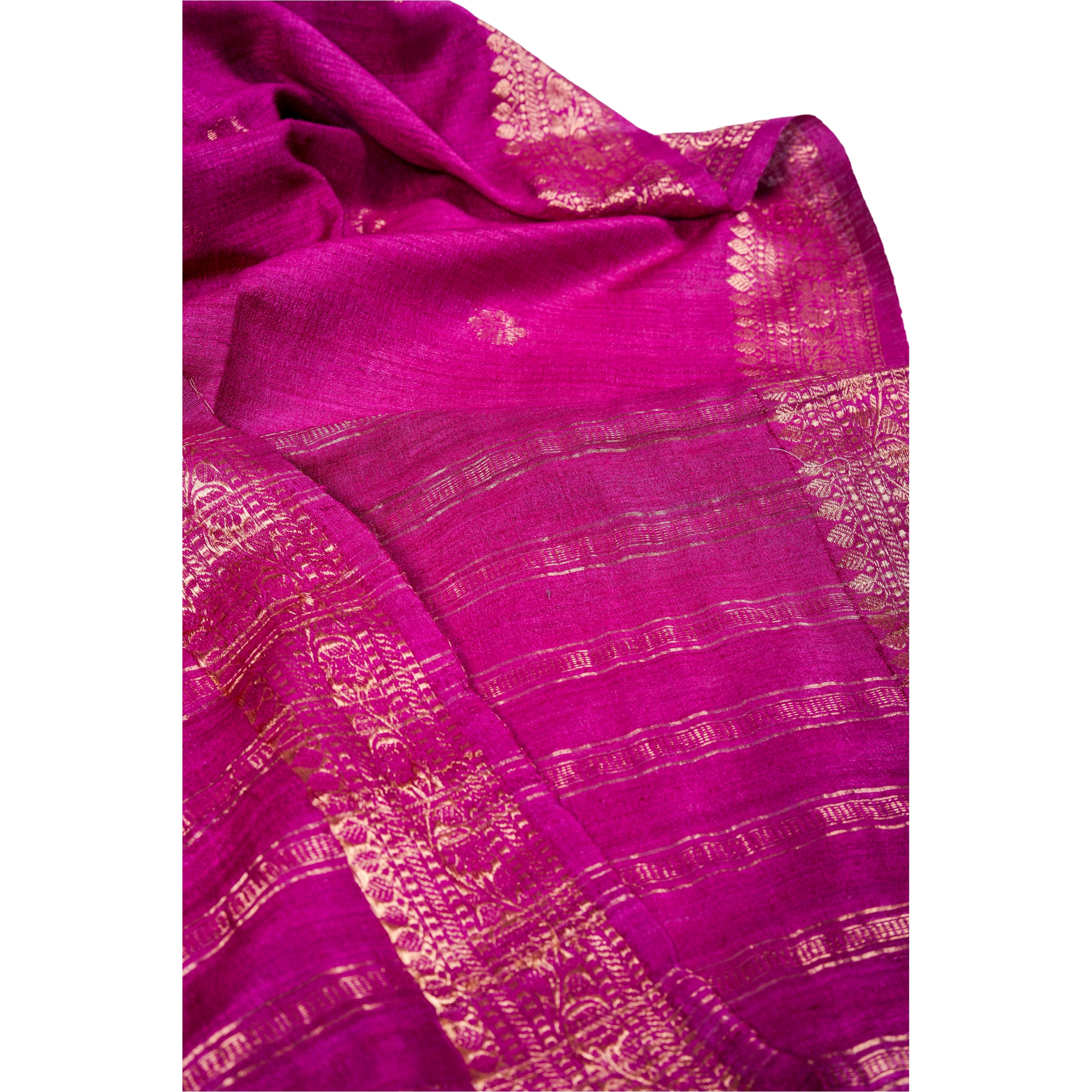 Bengali Handloom Matka Silk Saree (Magenta)