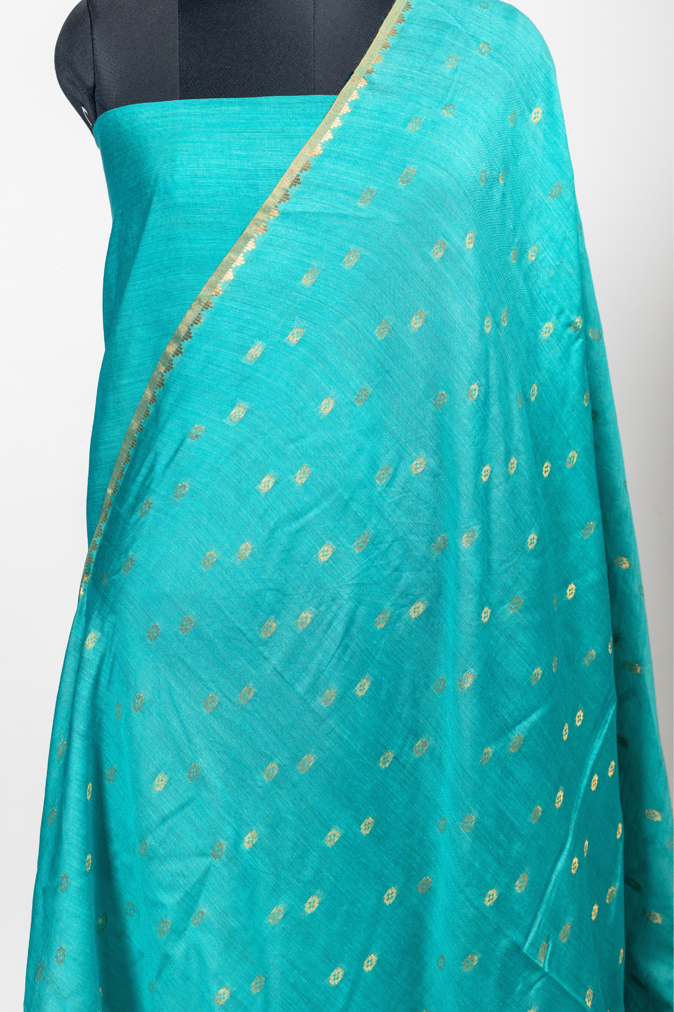 Bengali Handloom Tussar Silk Saree (Sea Green)