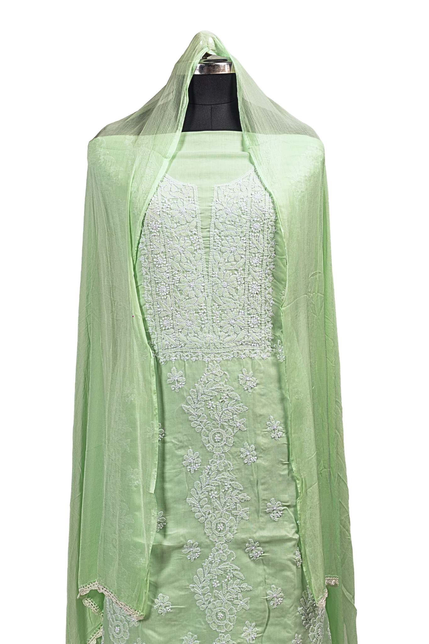 Terry Rubia Chikankari Suit with Shadow Work (3 Piece, Unstitched, Sea Green)