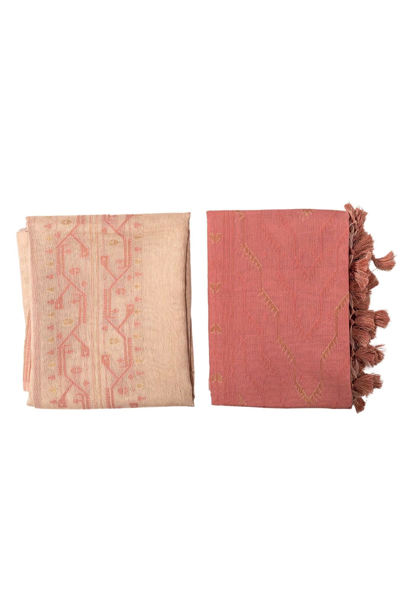 Linen Suit (2 Piece, Unstitched, Off-White/Pink)