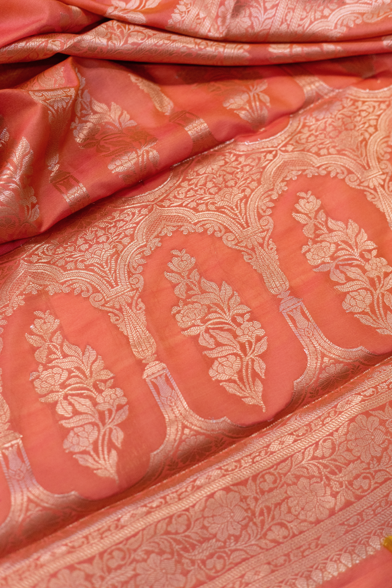 Banarasi Silk Saree(Burnt Peach)