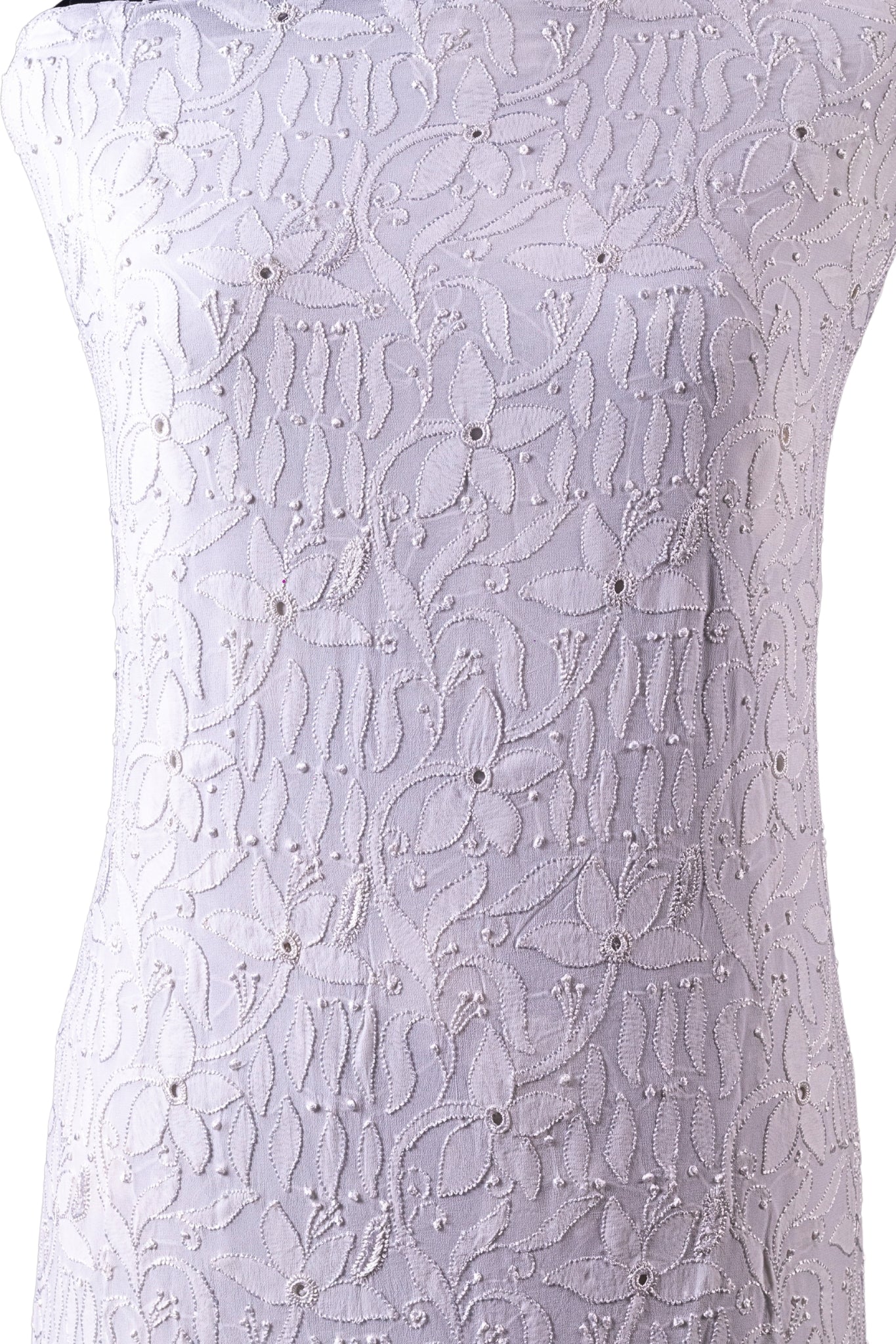 Viscose  Chikankari Suit with Shadow & Hole Work (4 Piece, Dyeable, White)