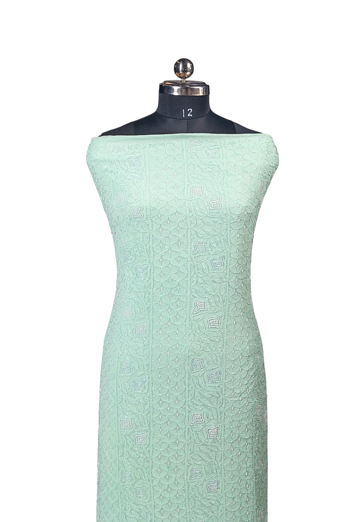 Viscose Chikankari Suit with Cutdana Moti Work (3 Piece, Unstitched, Sea Green)