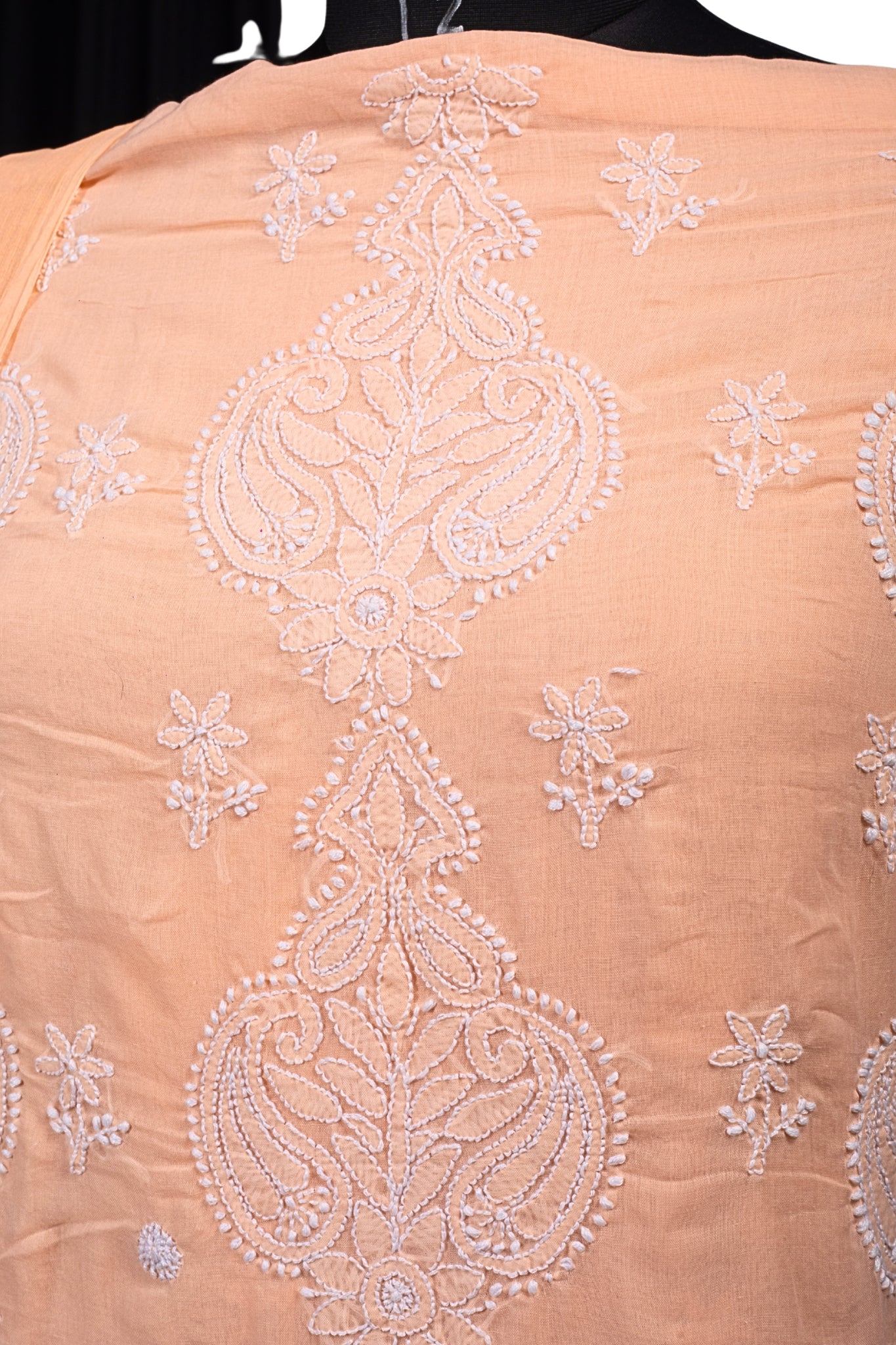 Terry Rubia Chikankari Suit with Shadow Work (3 Piece, Unstitched, Peach)