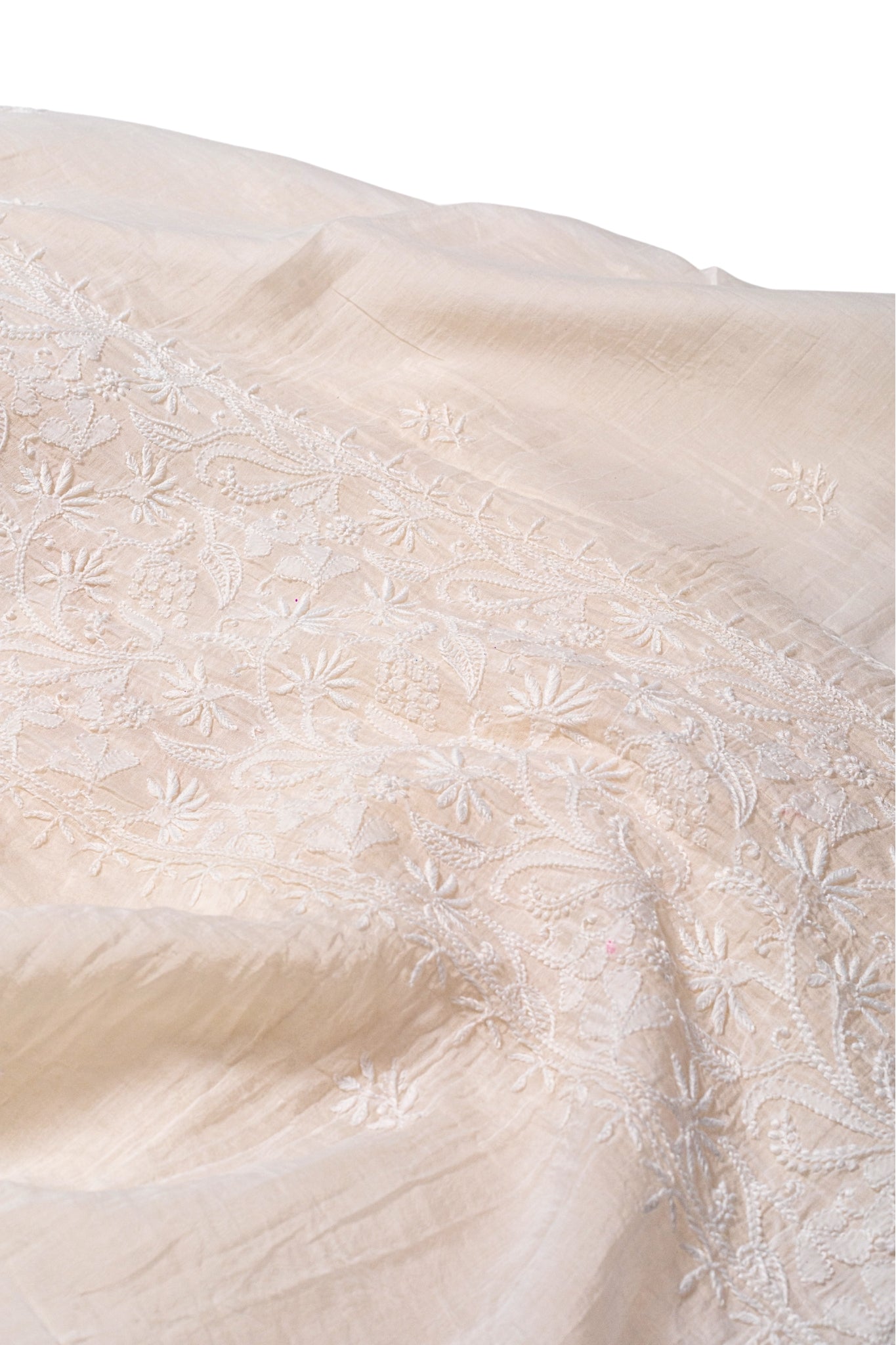 Mul Chikankari Suit with Panel Work (3 Piece, Unstitched, White)