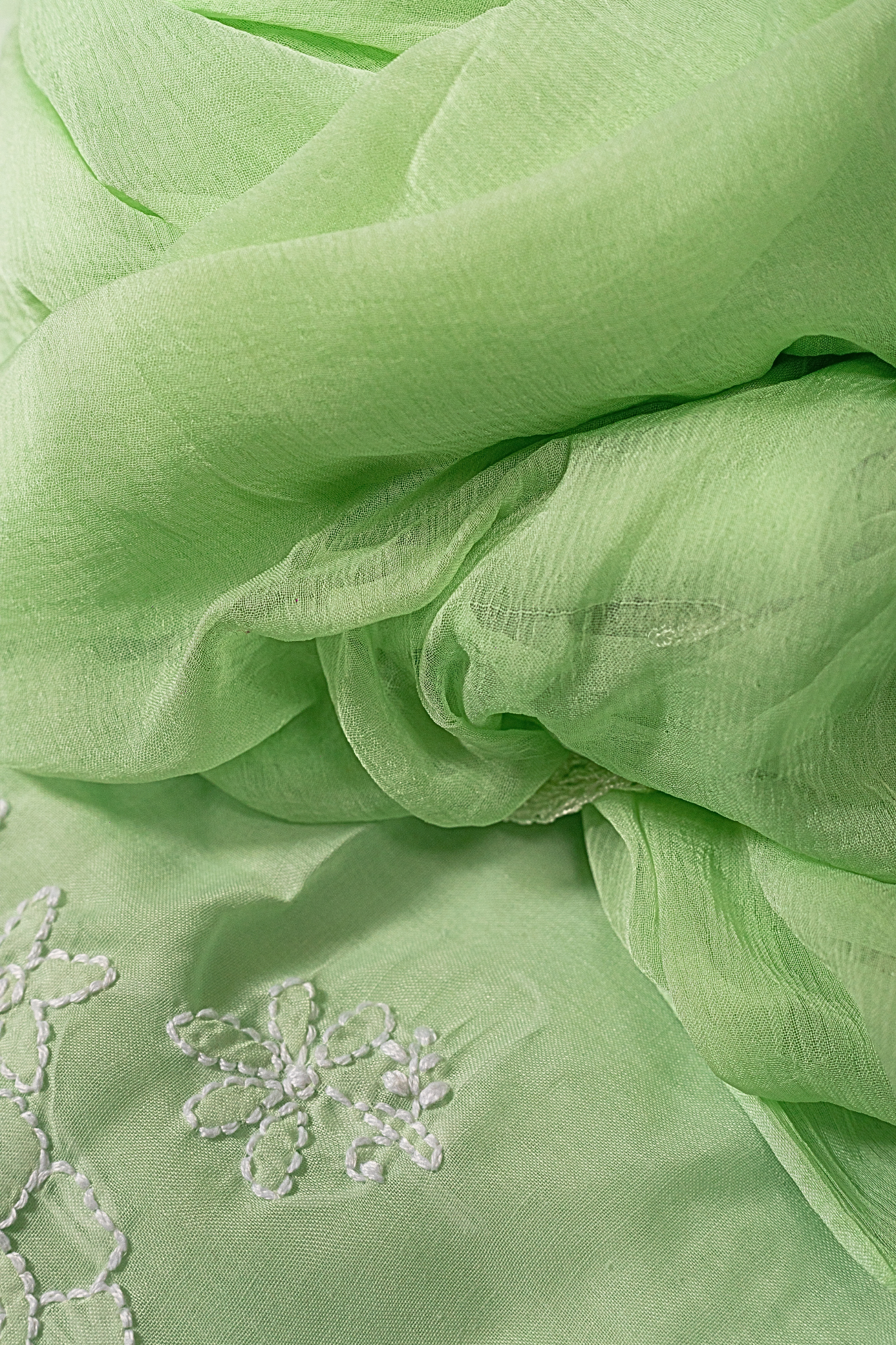 Terry Rubia Chikankari Suit with Shadow Work (3 Piece, Unstitched, Sea Green)