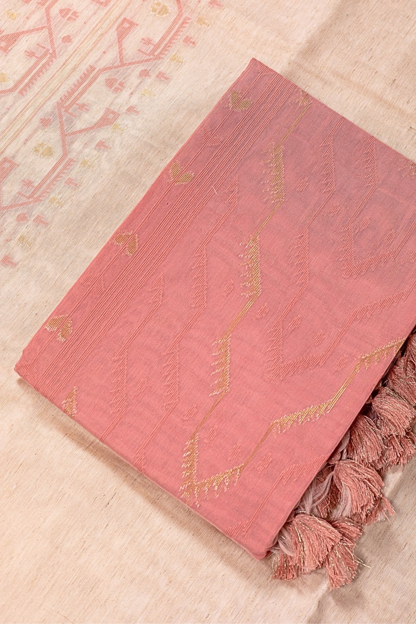 Linen Suit (2 Piece, Unstitched, Off-White/Pink)