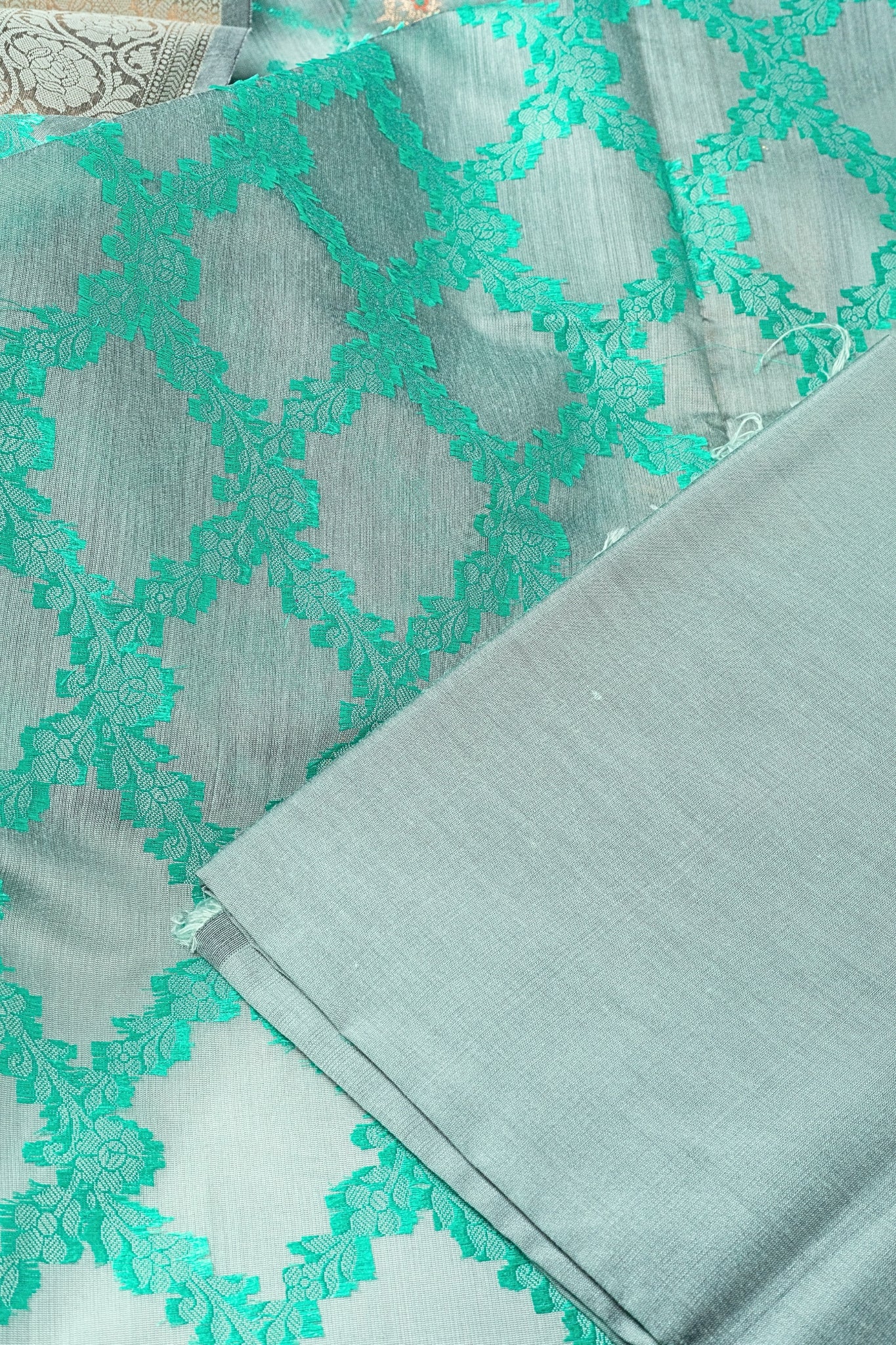 Banarasi Silk Suit(3 Piece, Unstitched, Green)