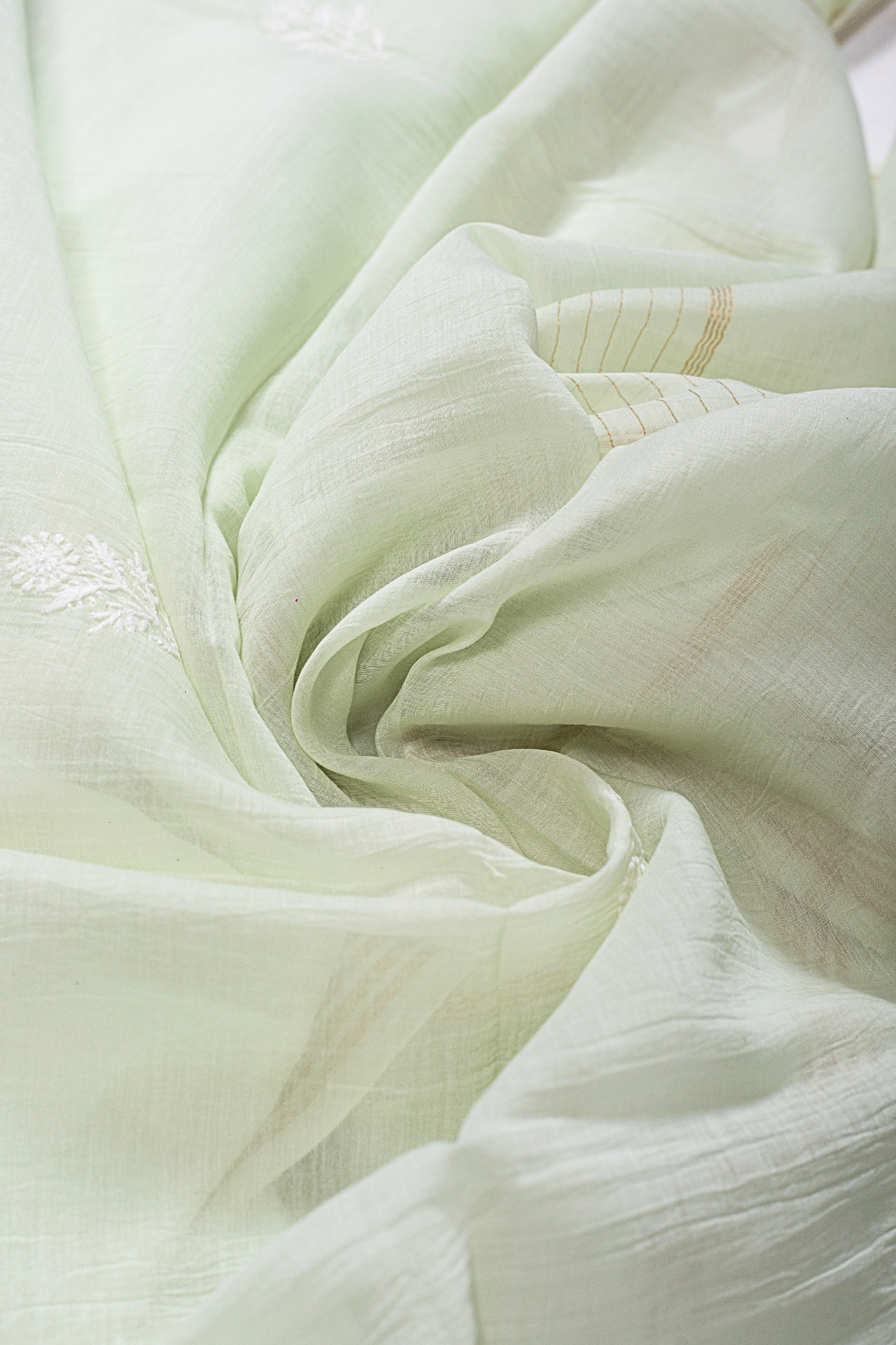 Mul Chikankari Suit with Gala Buti Work (3 Piece, Unstitched, Sage Green)