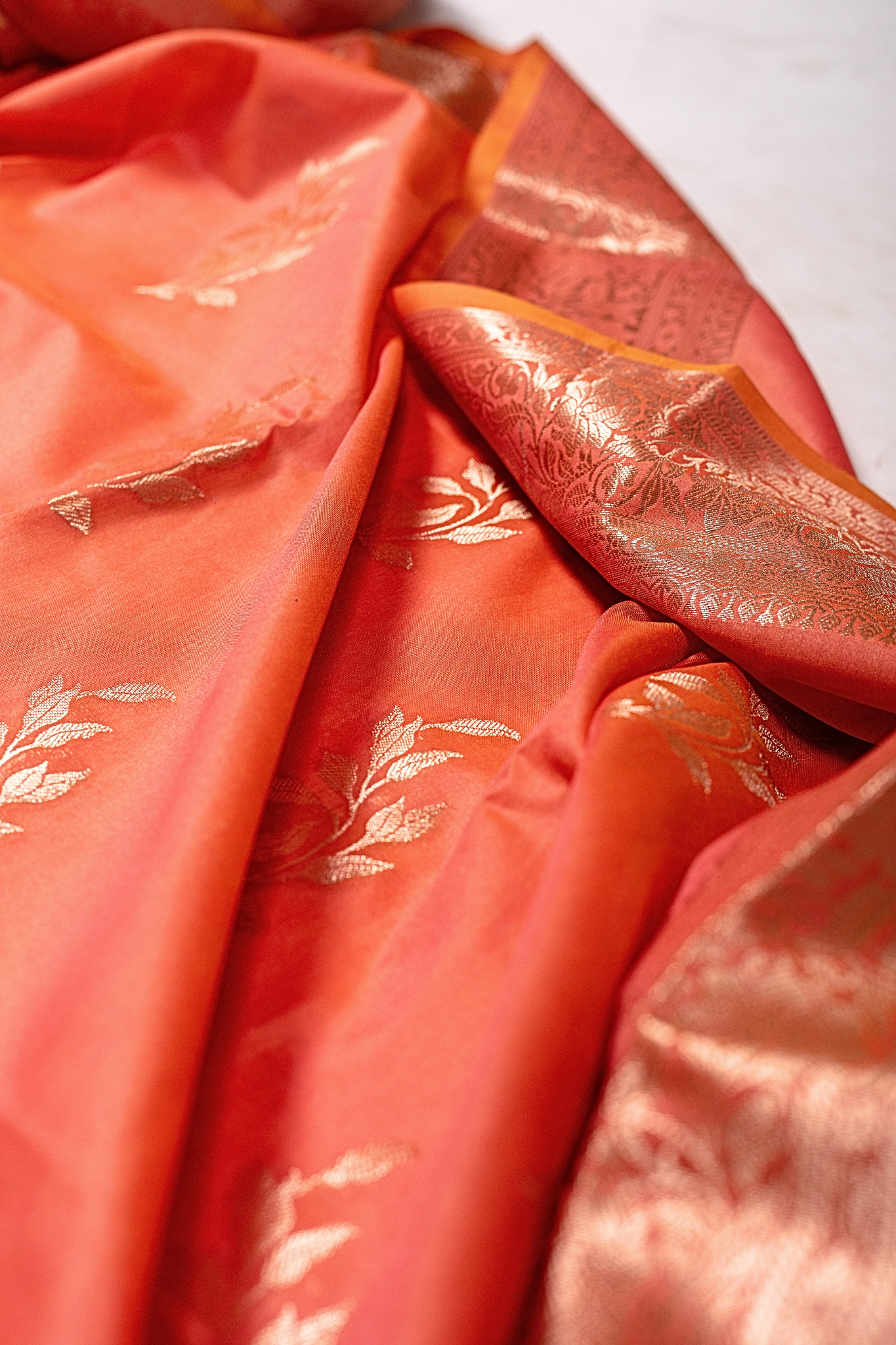 Banarasi Silk Saree(Burnt Peach)