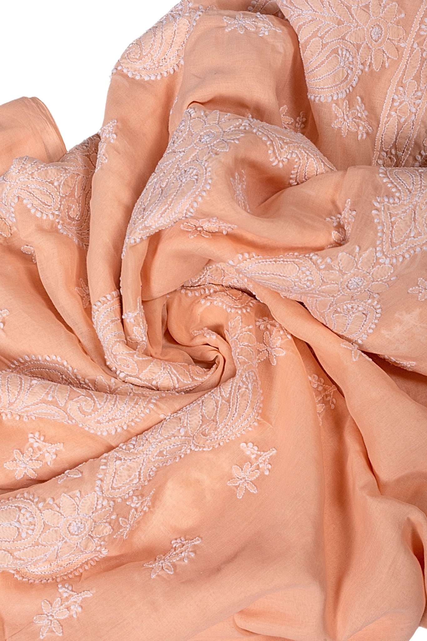 Terry Rubia Chikankari Suit with Shadow Work (3 Piece, Unstitched, Peach)