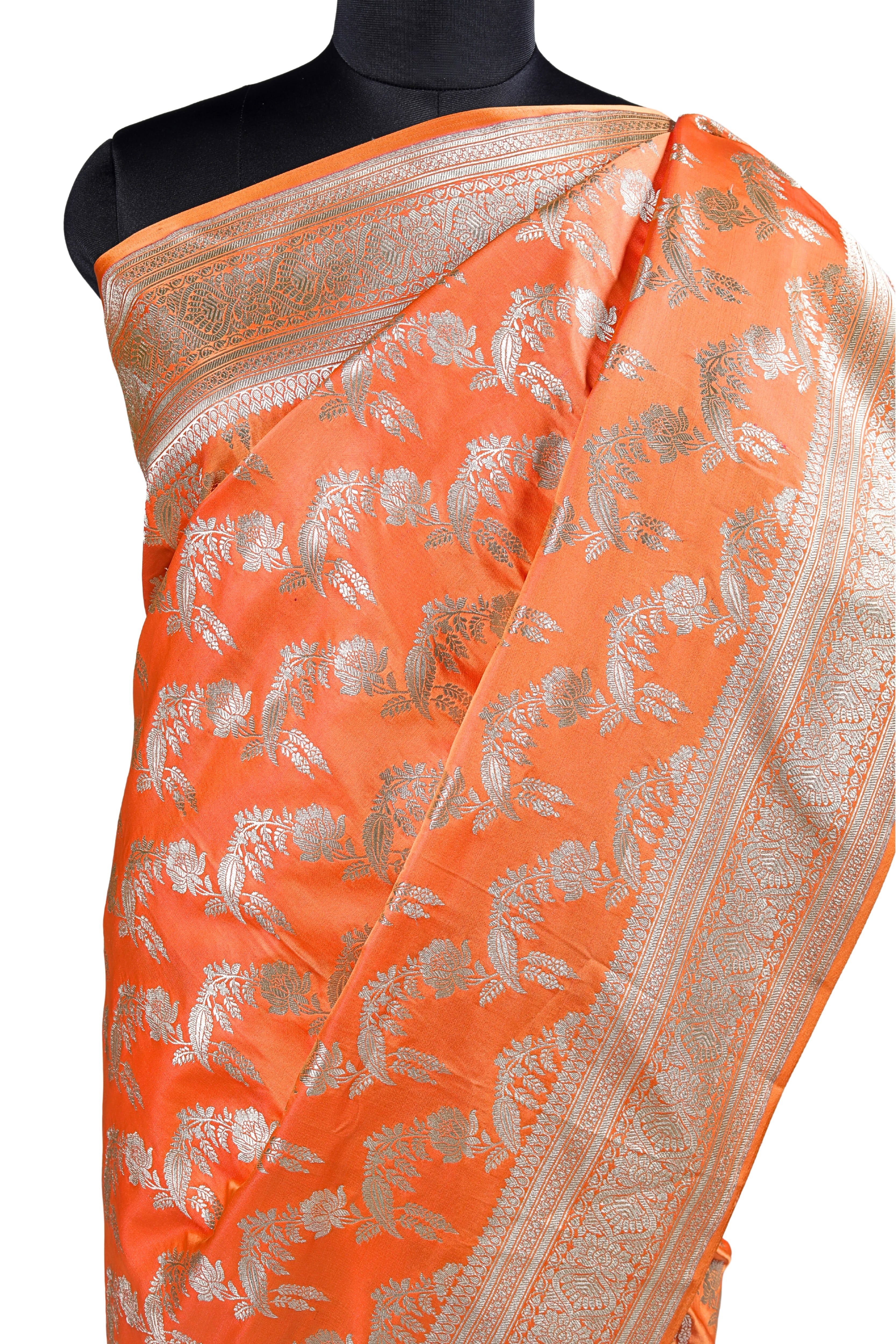 Banarasi Katan Silk Saree(Orange)
