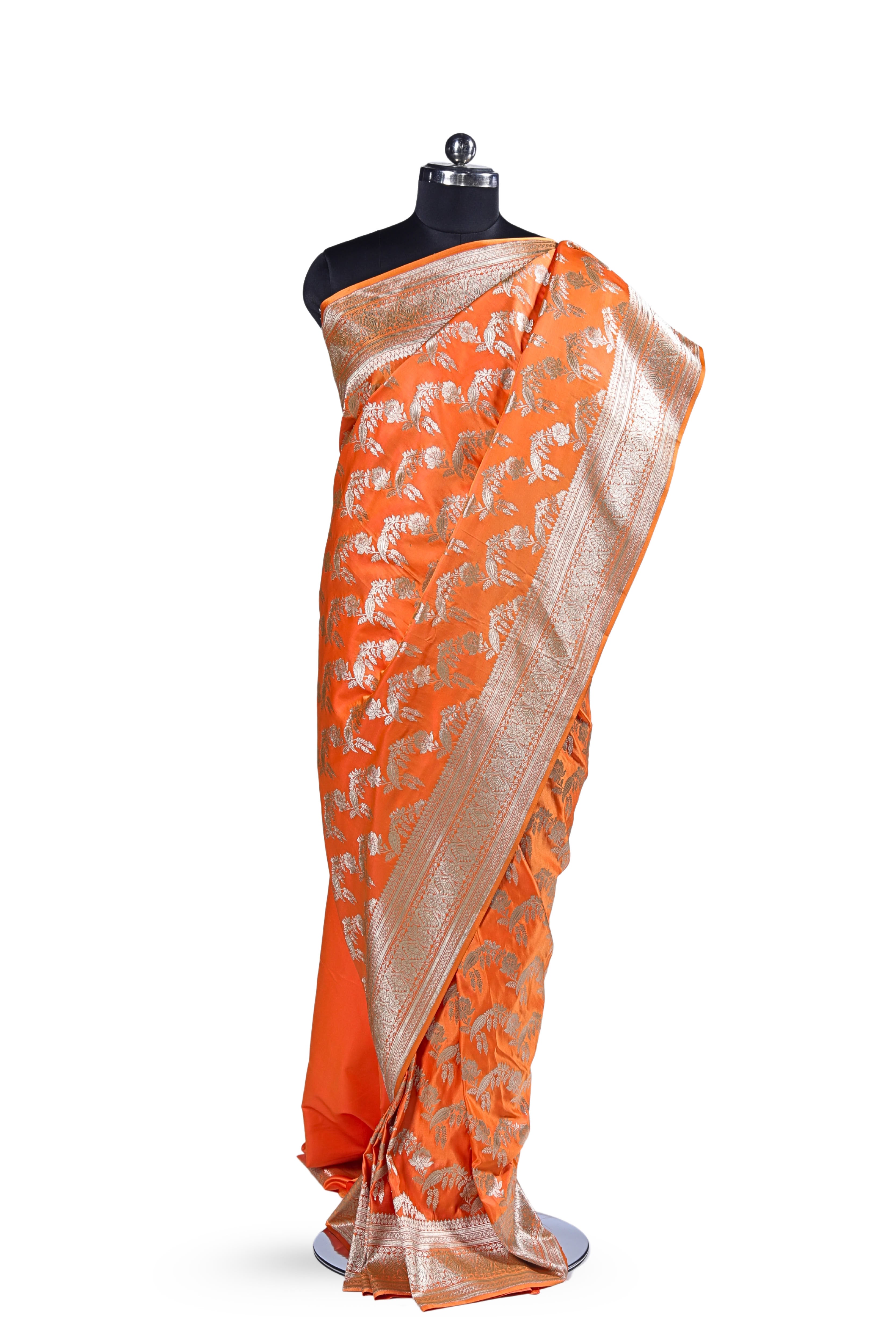 Banarasi Katan Silk Saree(Orange)