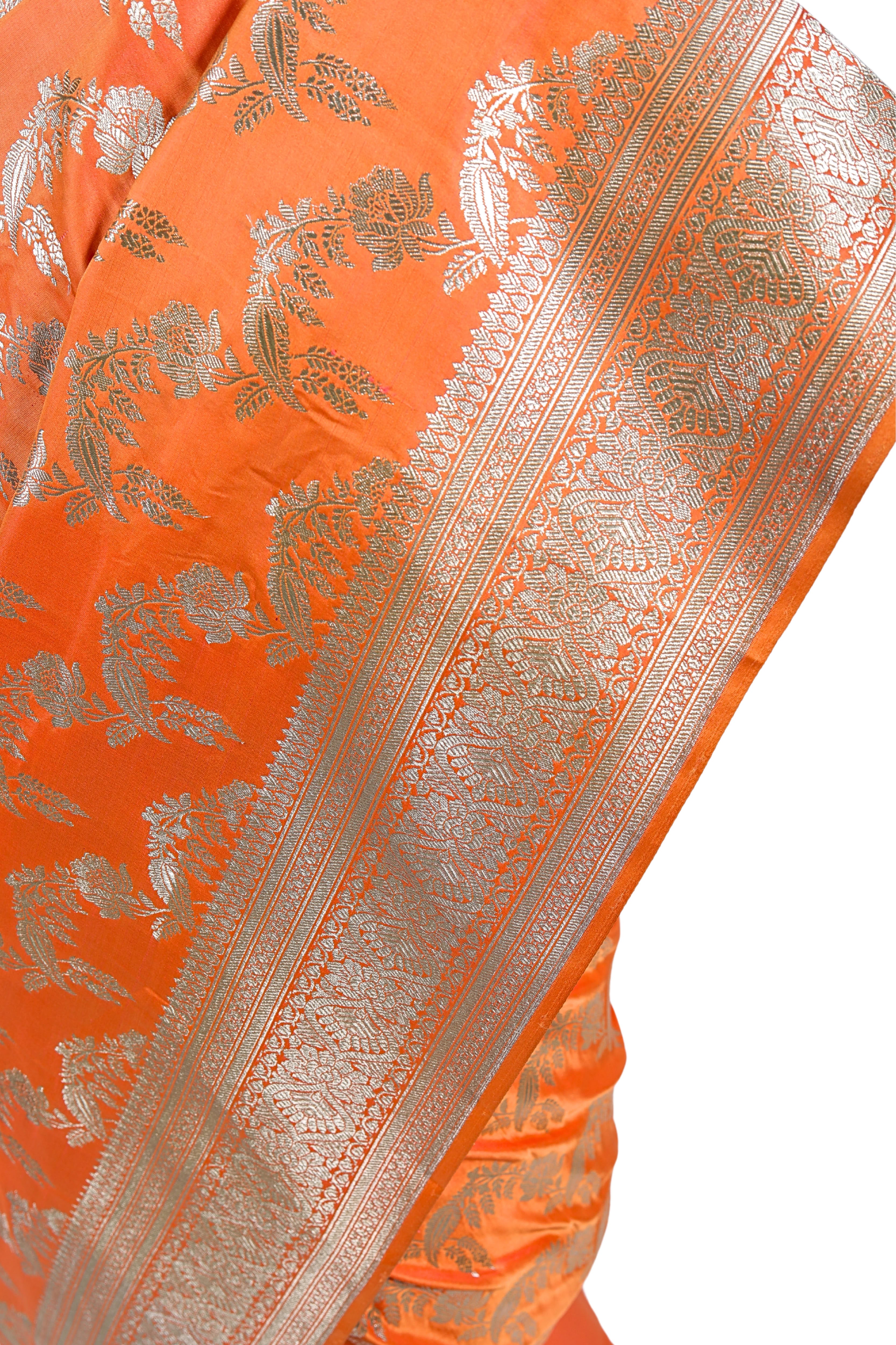Banarasi Katan Silk Saree(Orange)