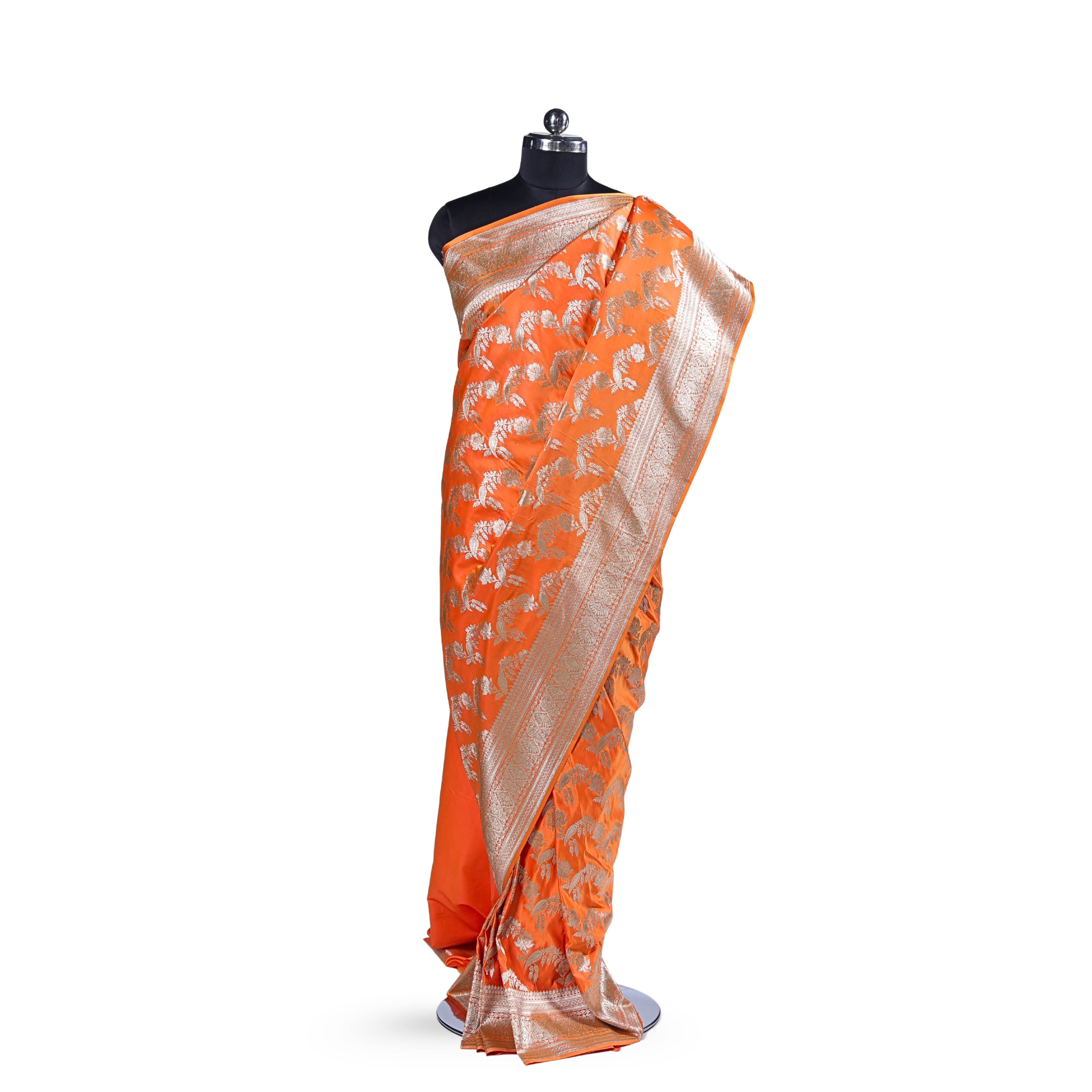 Banarasi Katan Silk Saree(Orange)