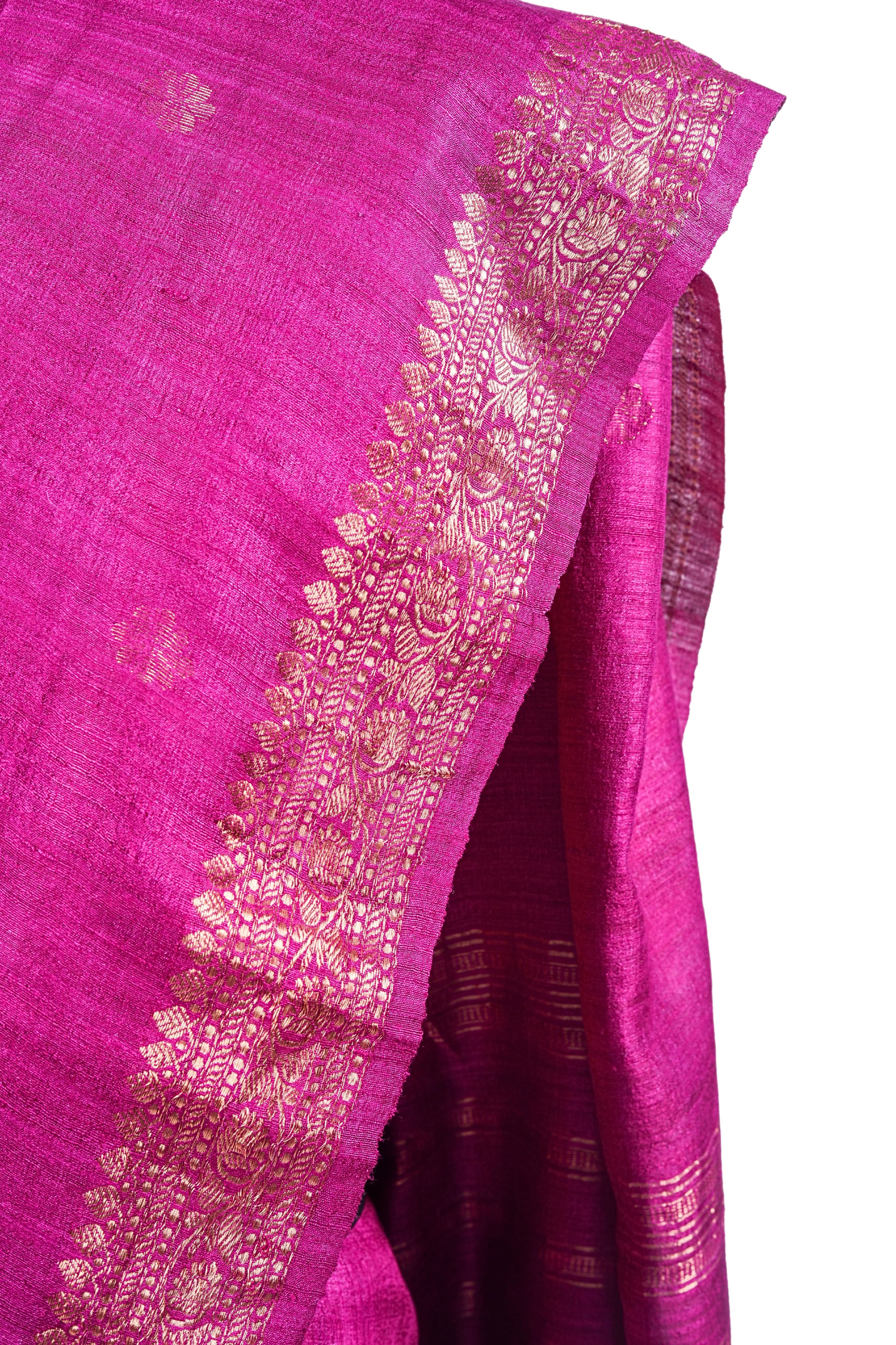 Bengali Handloom Matka Silk Saree (Magenta)