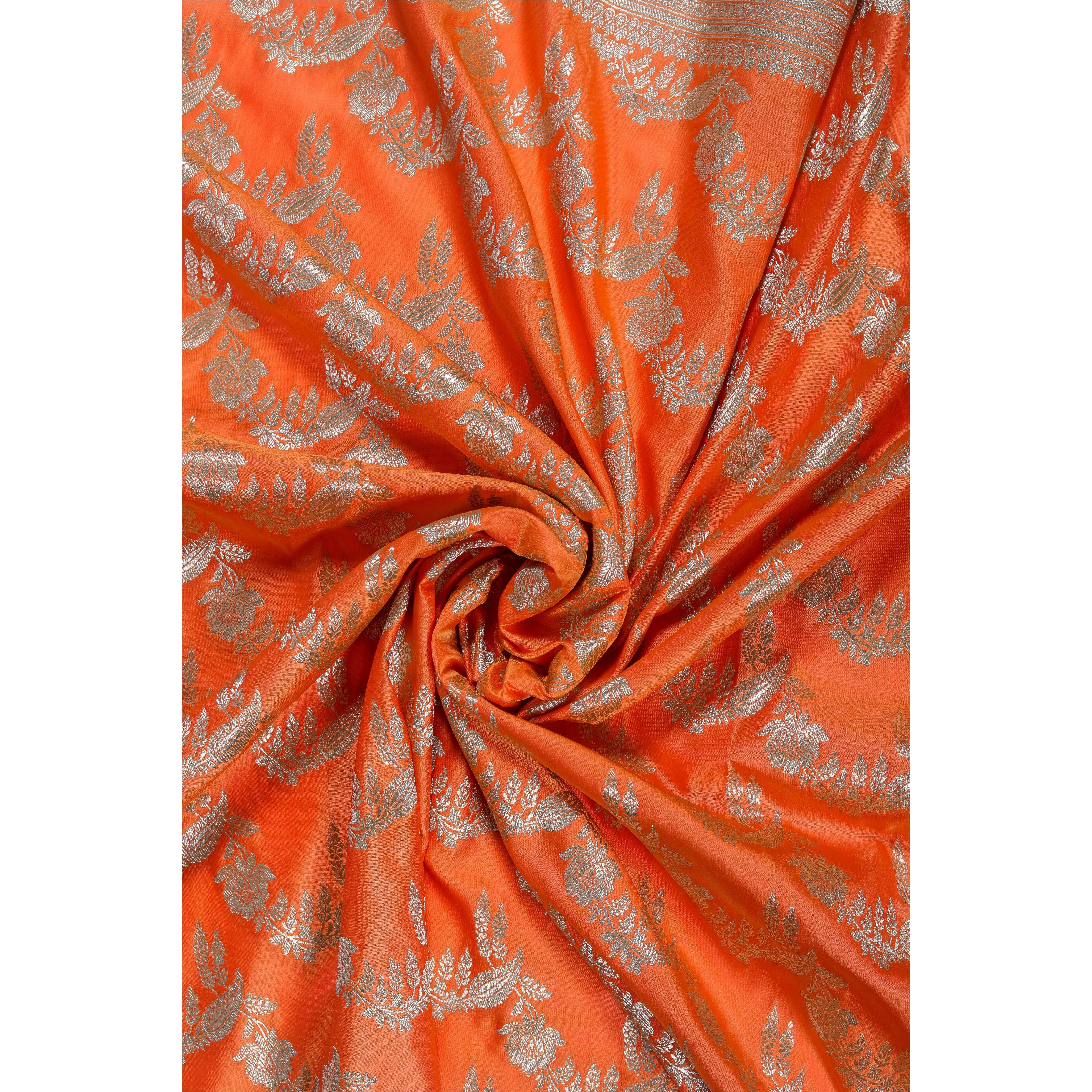Banarasi Katan Silk Saree(Orange)