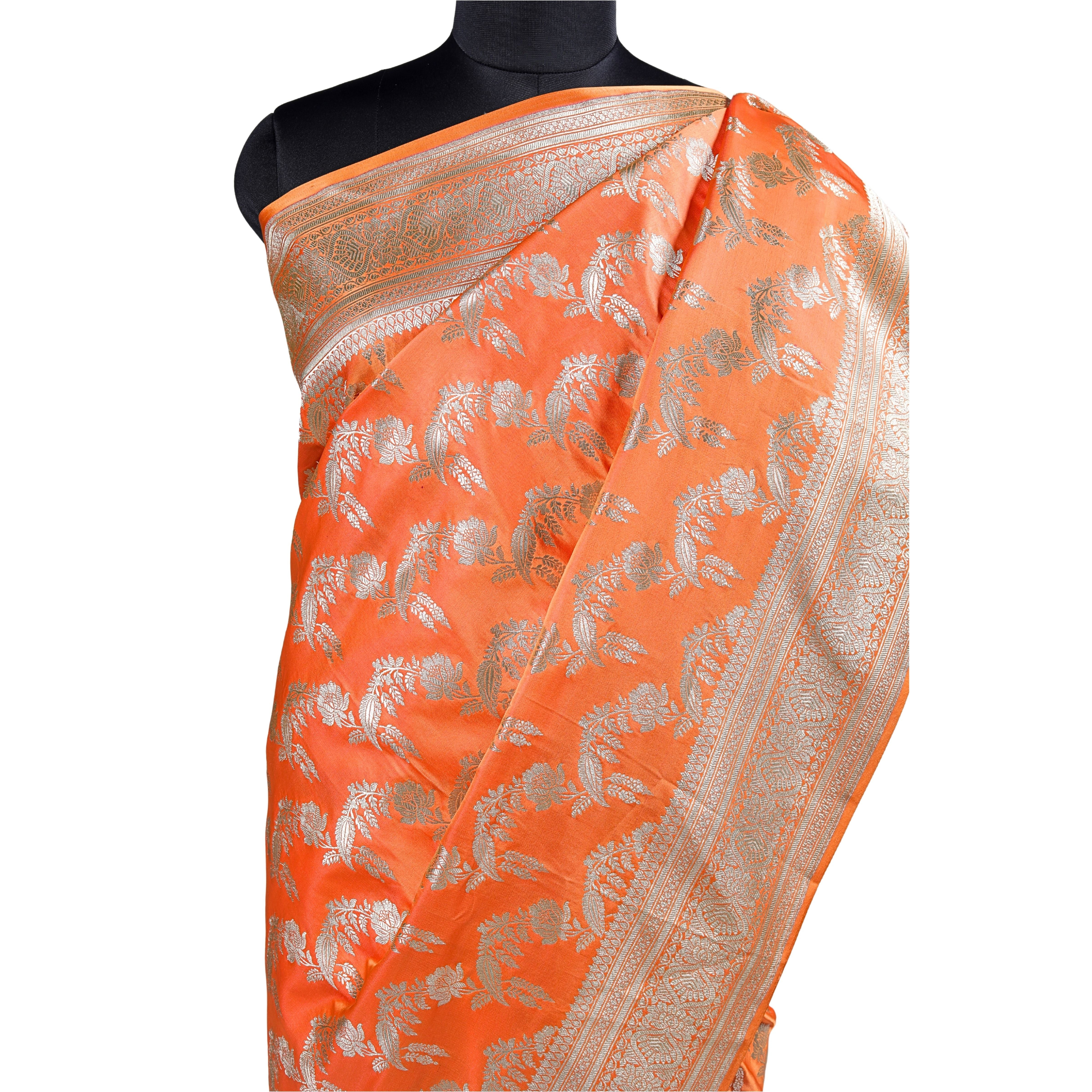 Banarasi Katan Silk Saree(Orange)