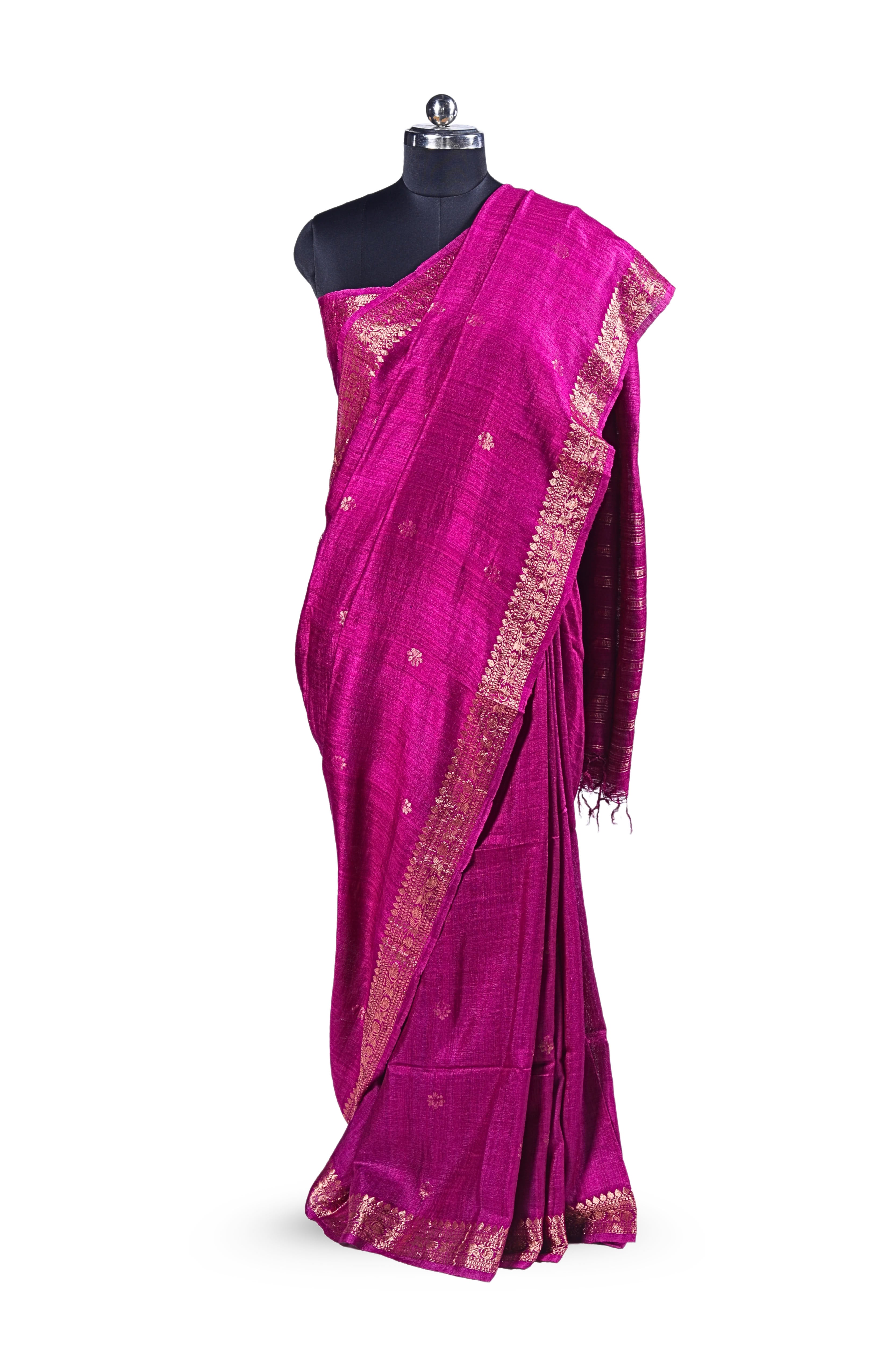 Bengali Handloom Matka Silk Saree (Magenta)