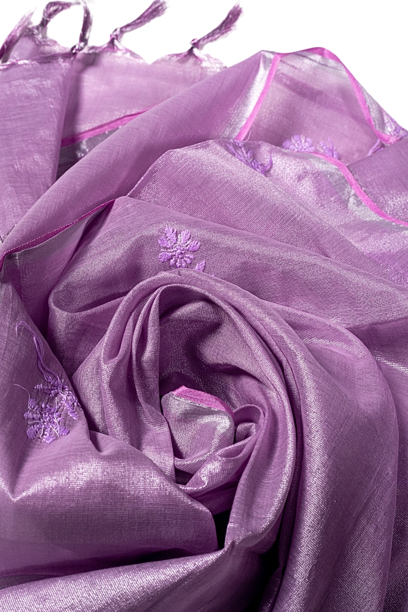 Tissue Chikankari Suit with Cutdana Moti & Add On Work (3 Piece, Unstitched, Mauve)