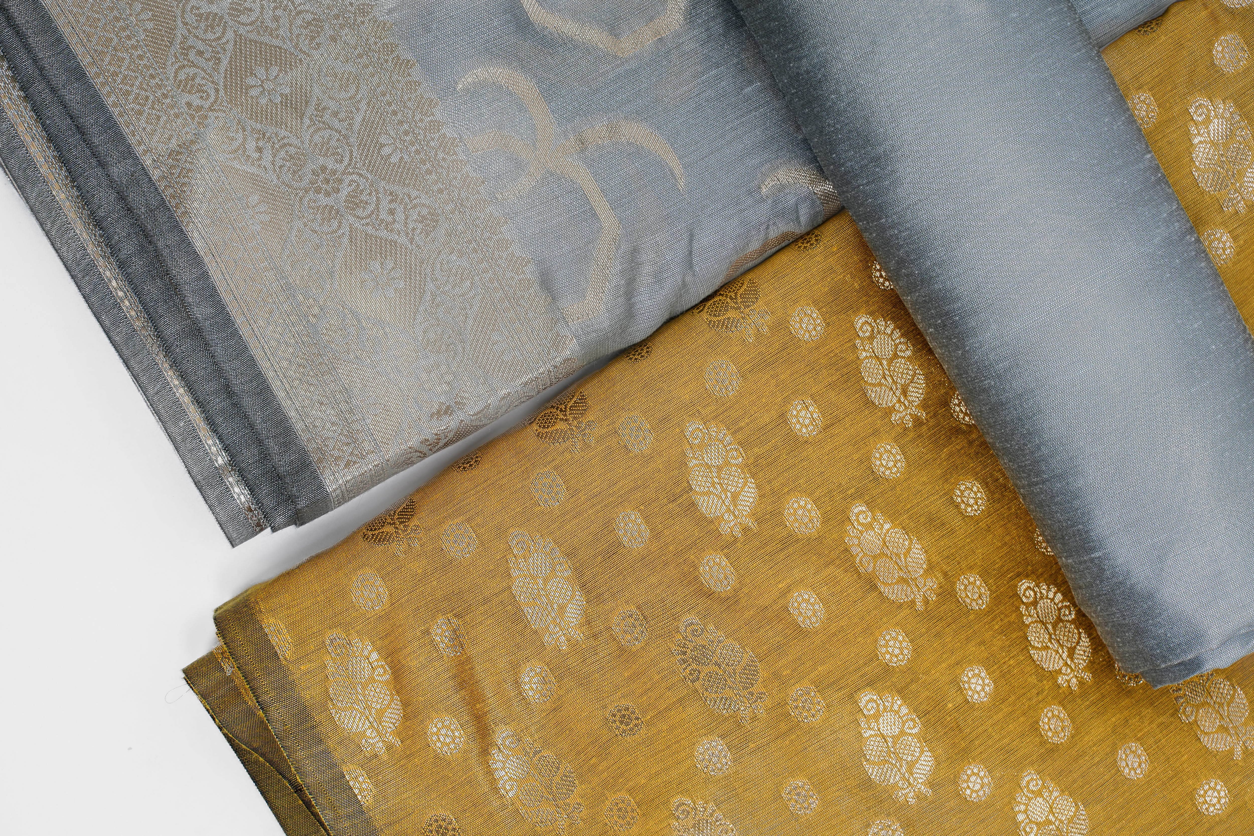 Banarasi Silk Suit(3 Piece, Unstitched, Golden Yellow)