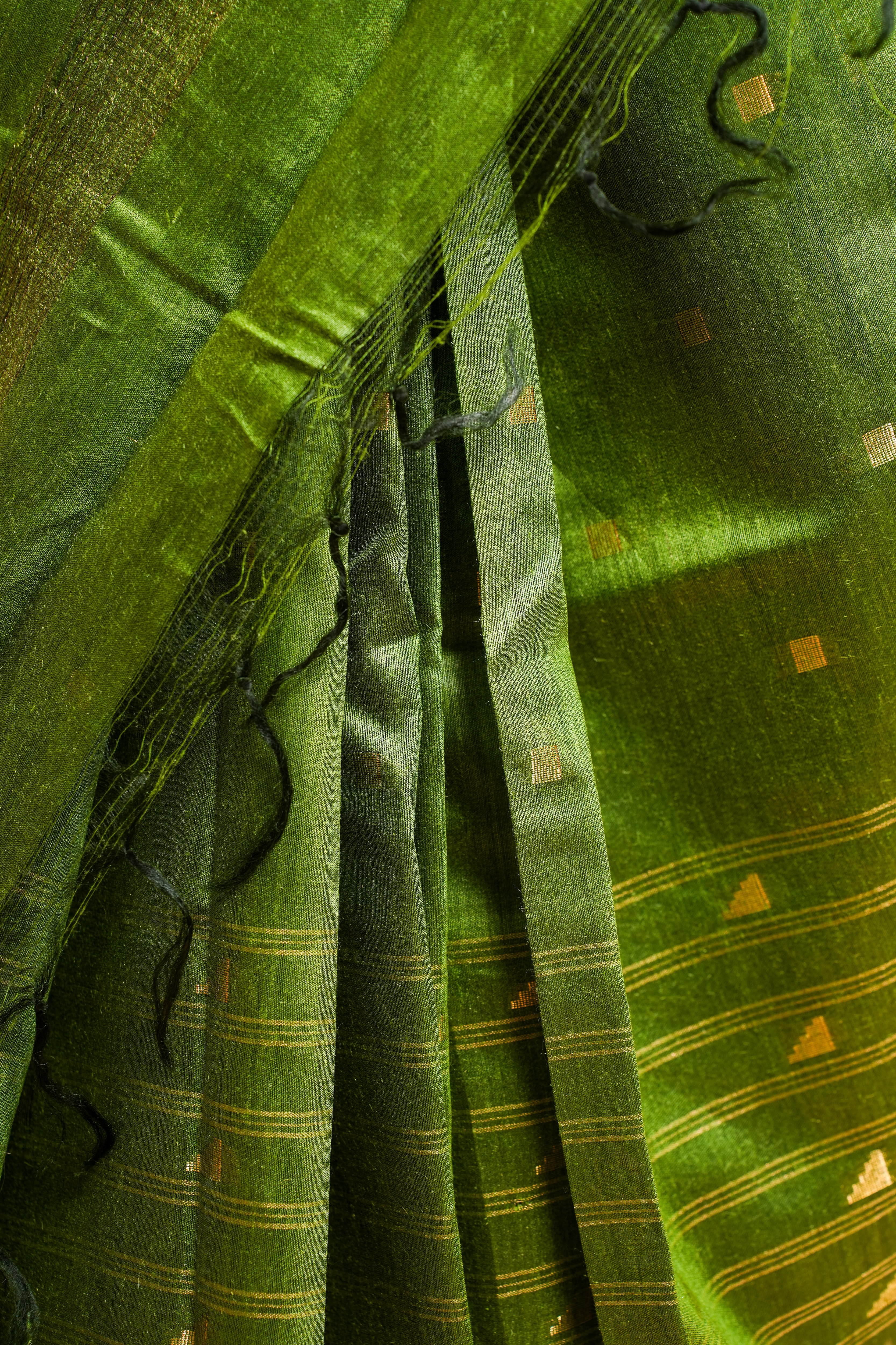 Bengali Handloom Tussar Silk Saree (Green)