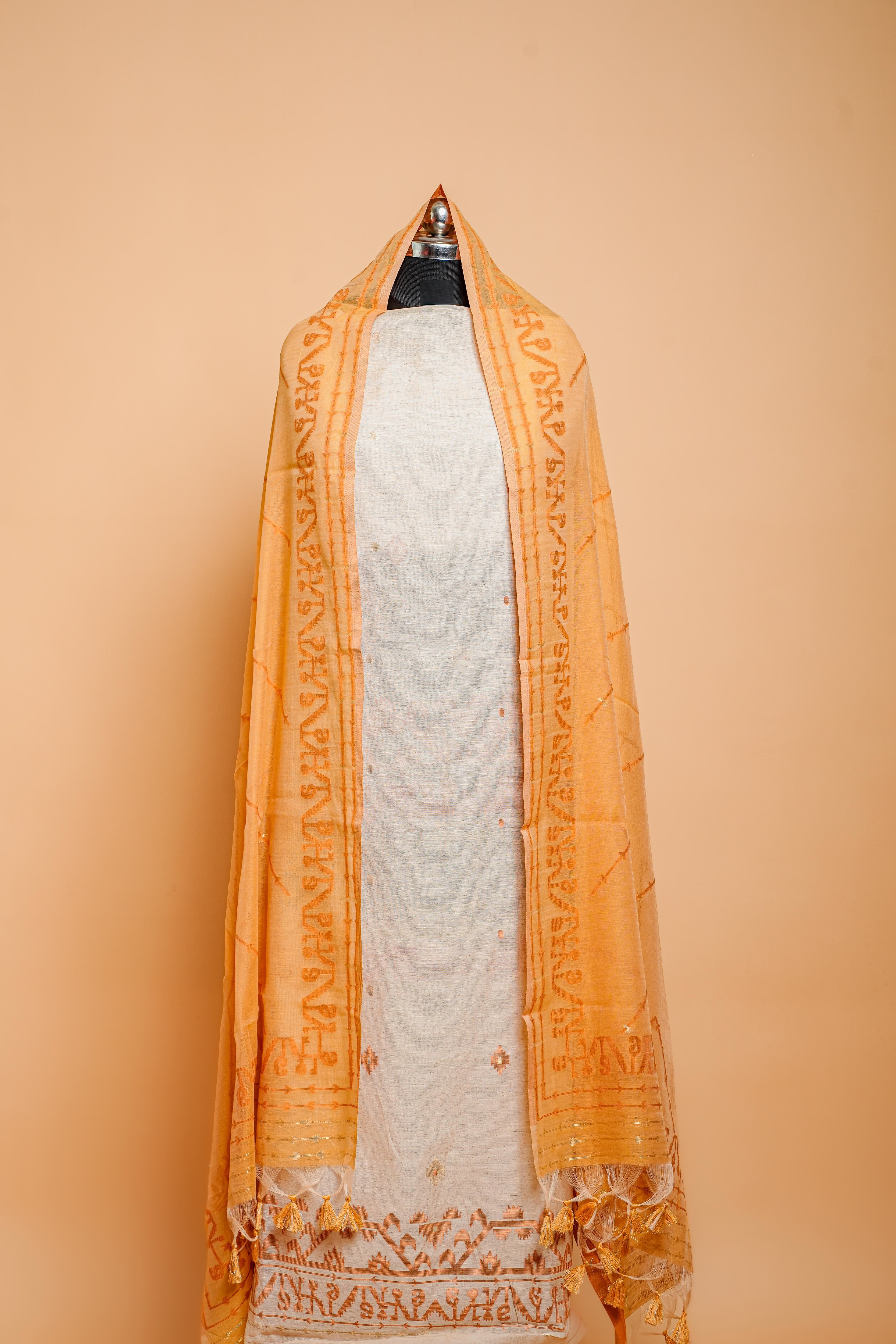 Linen Suit (2 Piece, Unstitched, Mustard)