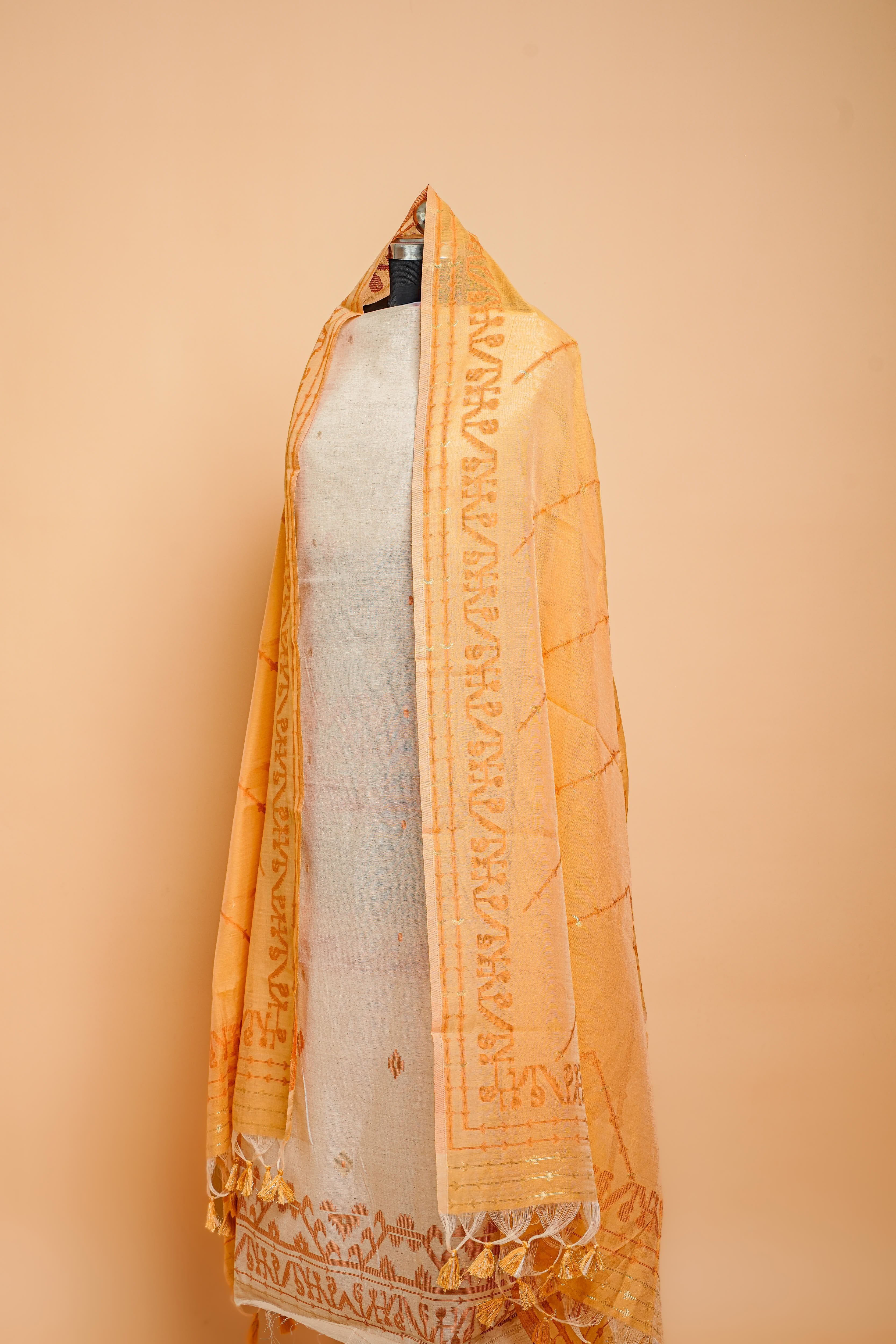 Linen Suit (2 Piece, Unstitched, Mustard)