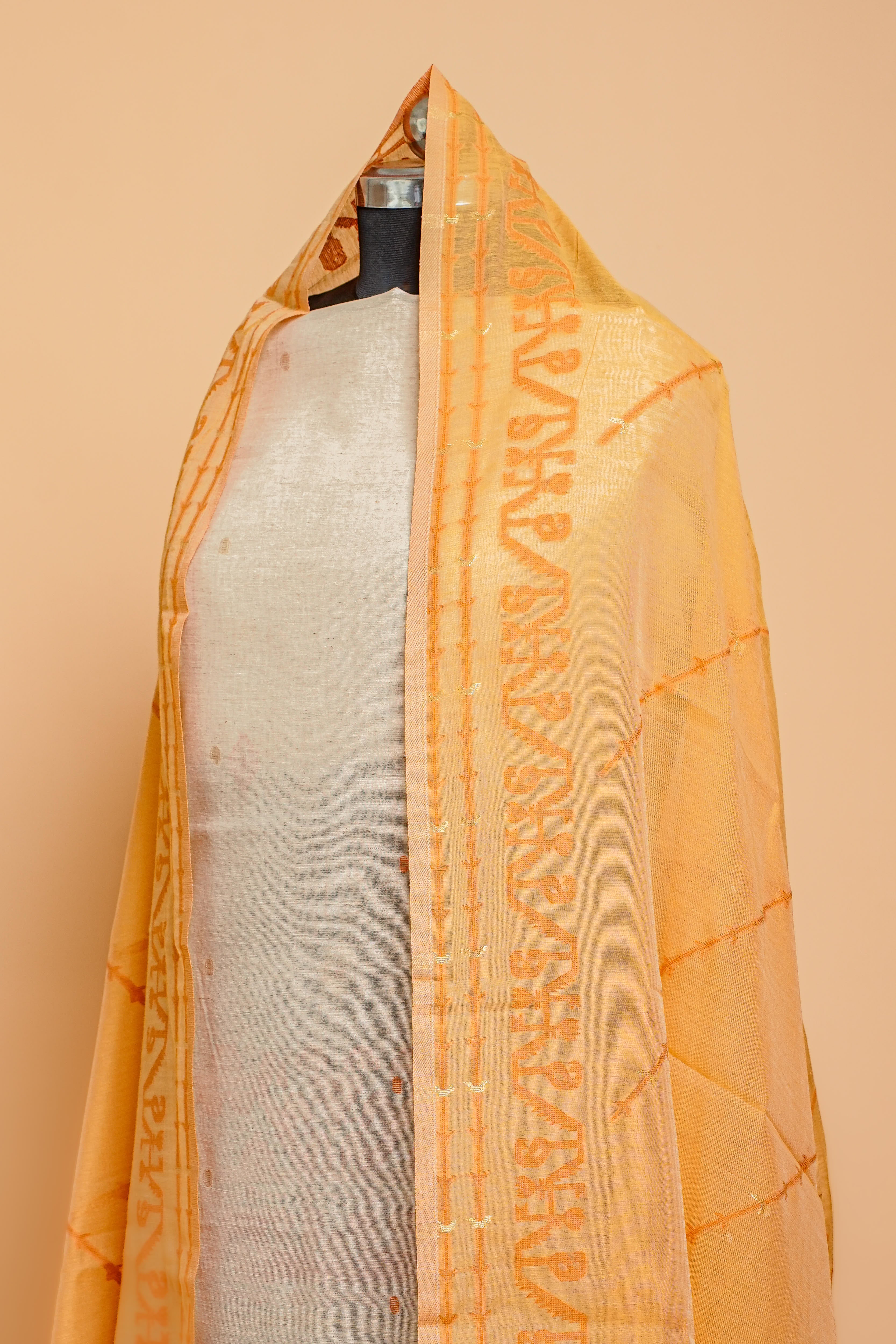 Linen Suit (2 Piece, Unstitched, Mustard)