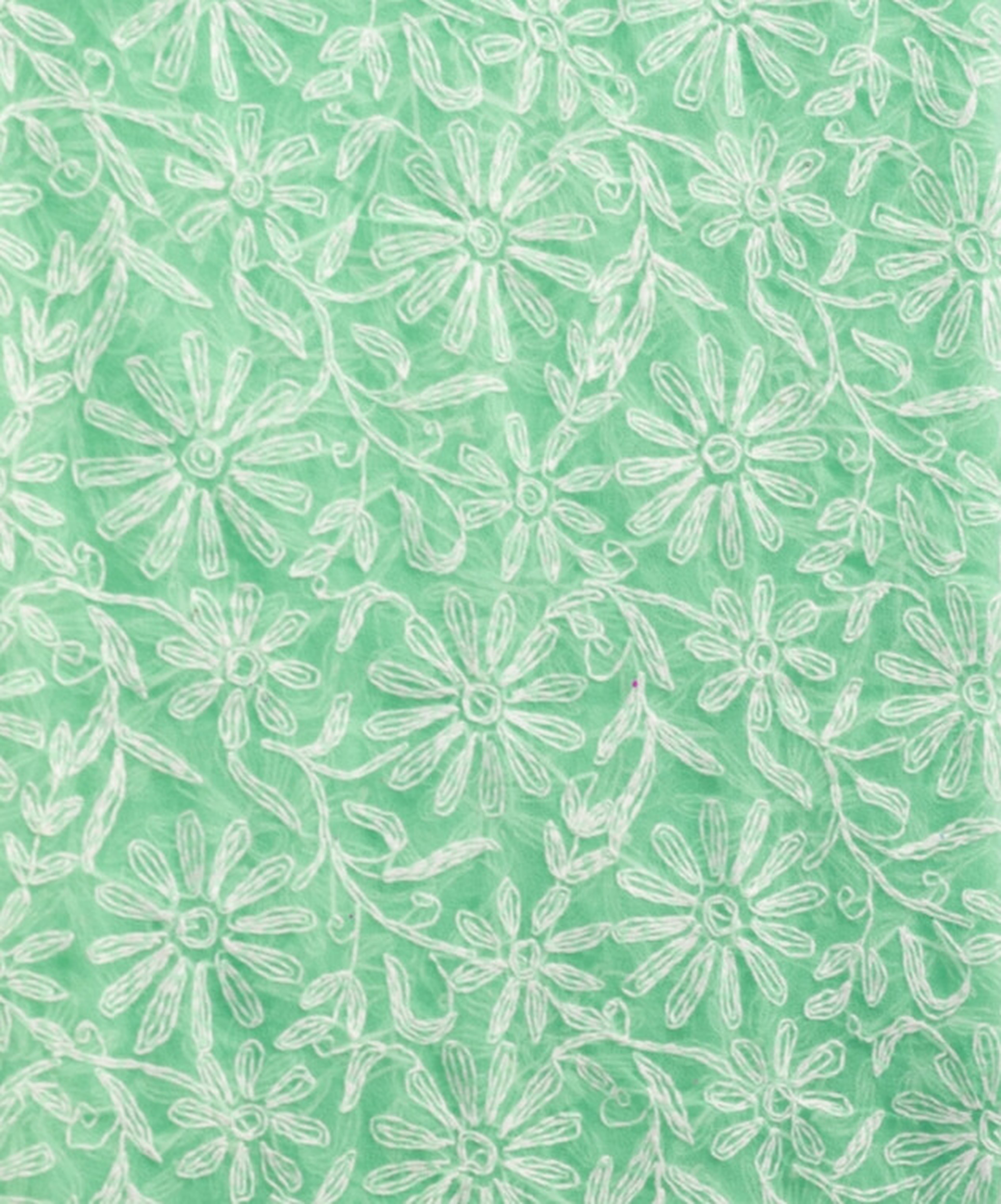 Chiffon Kurti with Tepchi Chikankari Work(2.5m, Unstitched, Mint Green)