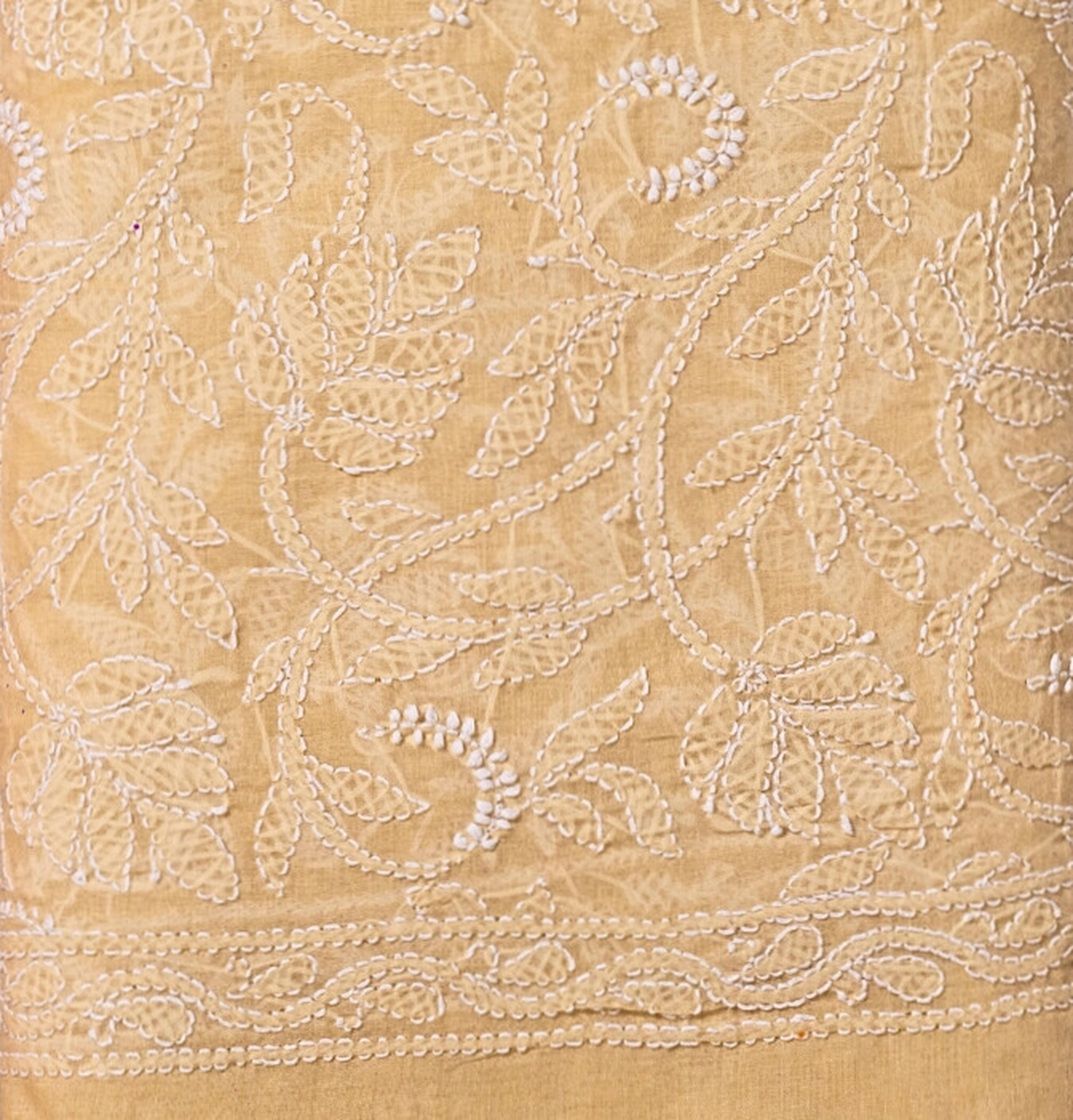 Cotton Kurtis(or Dupatta) with Tepchi Full Jaal Chikankari Work(2.5m, Flesh)
