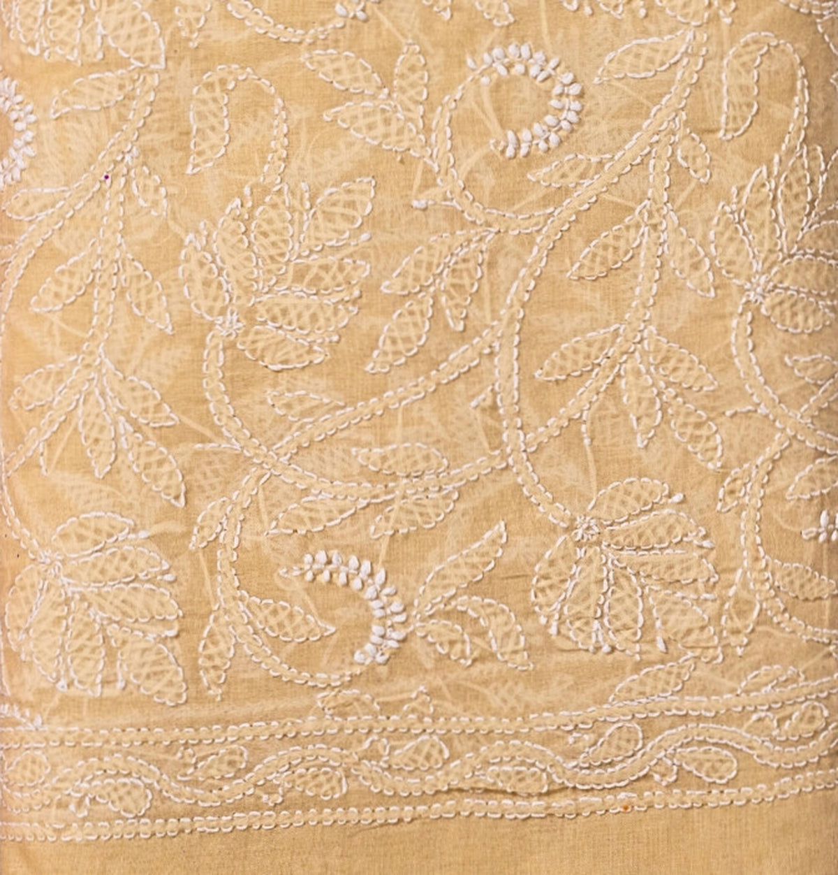 Cotton Kurtis(or Dupatta) with Tepchi Full Jaal Chikankari Work(2.5m, Flesh)