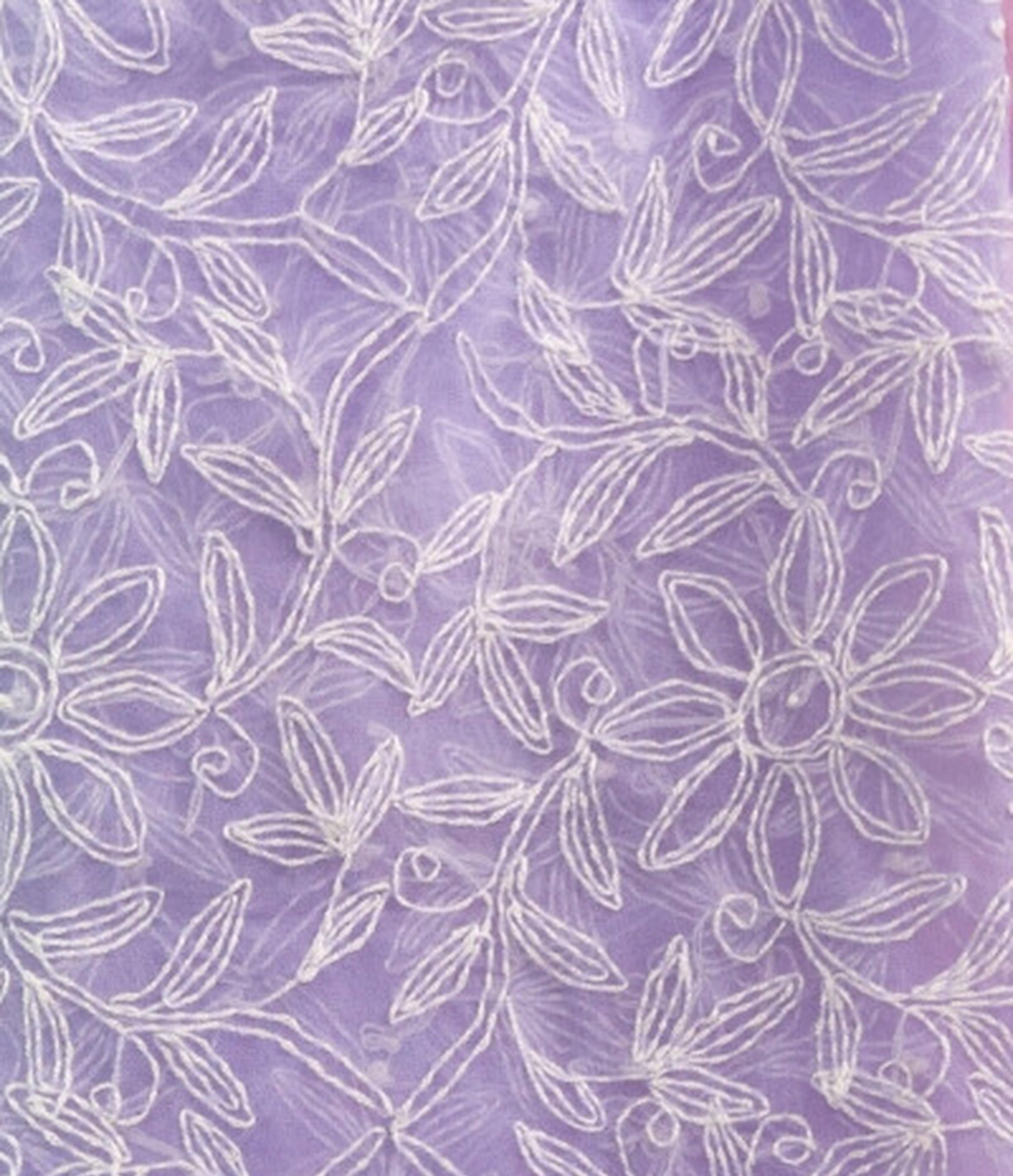 Chiffon Kurti with Tepchi Chikankari Work(2.5m, Unstitched, Lavender)