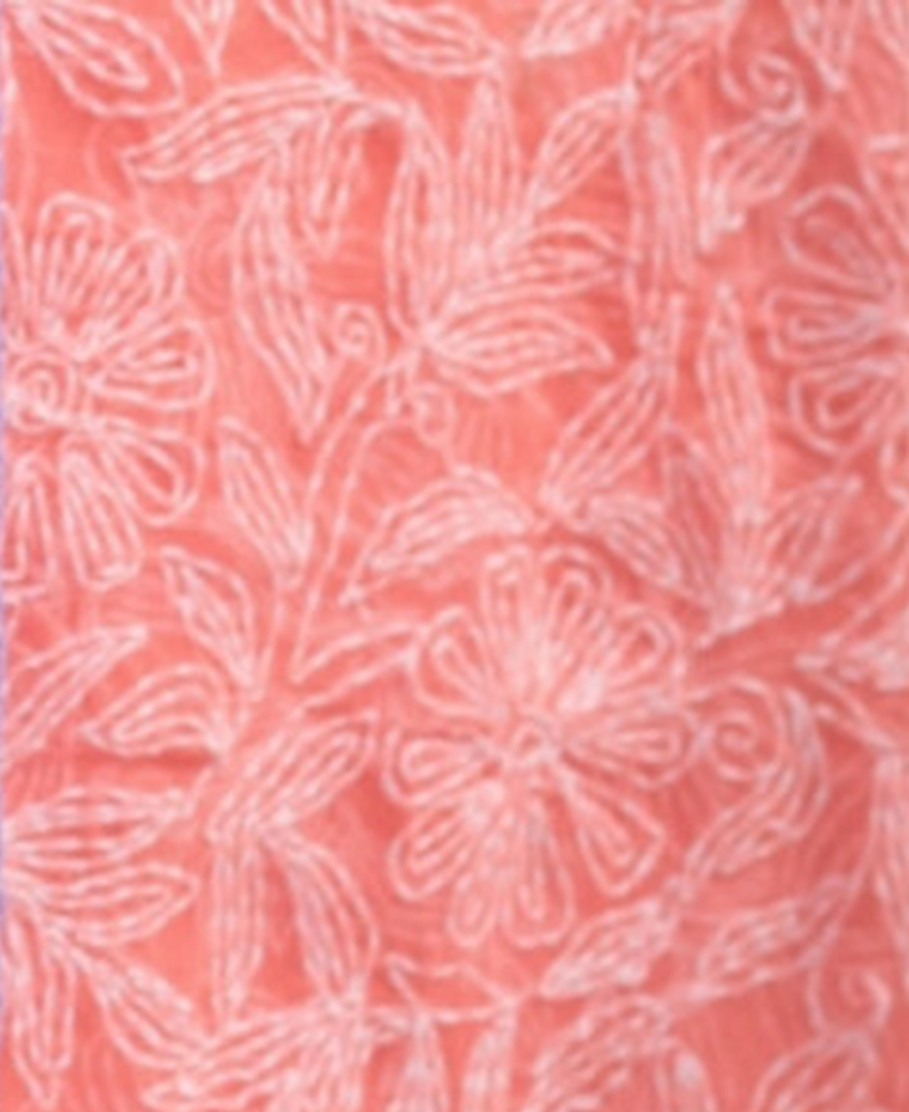 Chiffon Kurti with Tepchi Chikankari Work(2.5m, Unstitched, Peach)