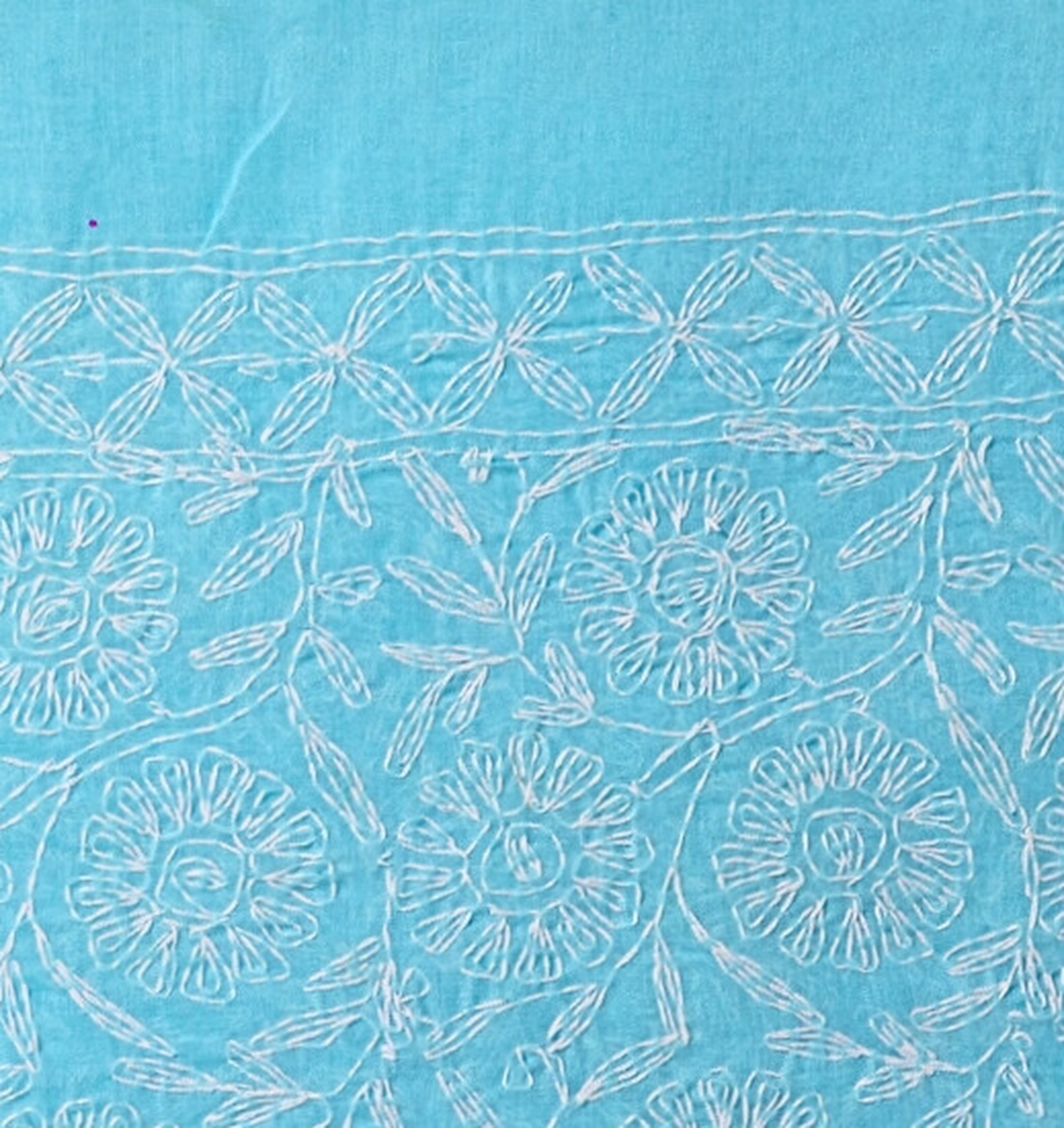 Cotton Kurti(or Dupatta) with Tepchi Chikankari Work(2.5m, Unstitched, Blueflower)