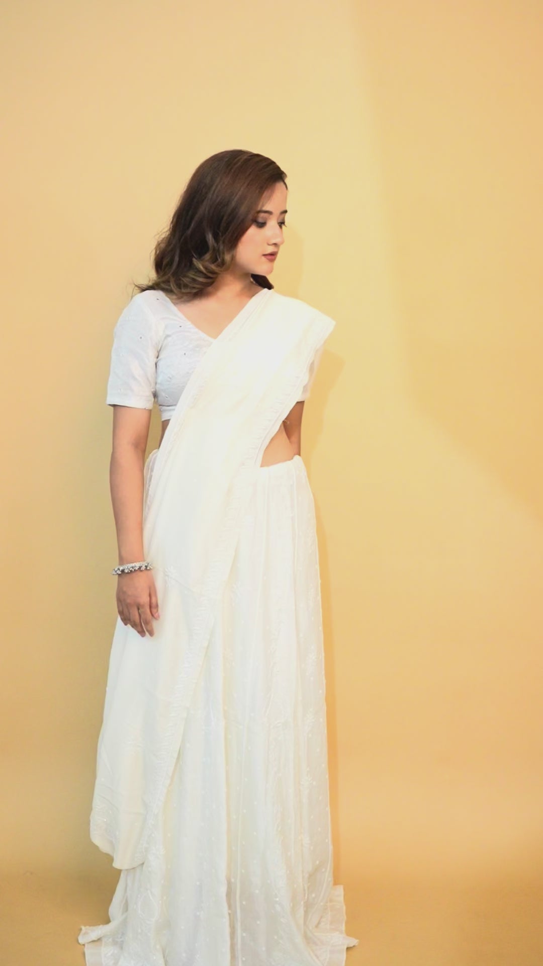 Mul Chanderi Chikankari Lehenga with All Over Work(Off-White, Dyeable)