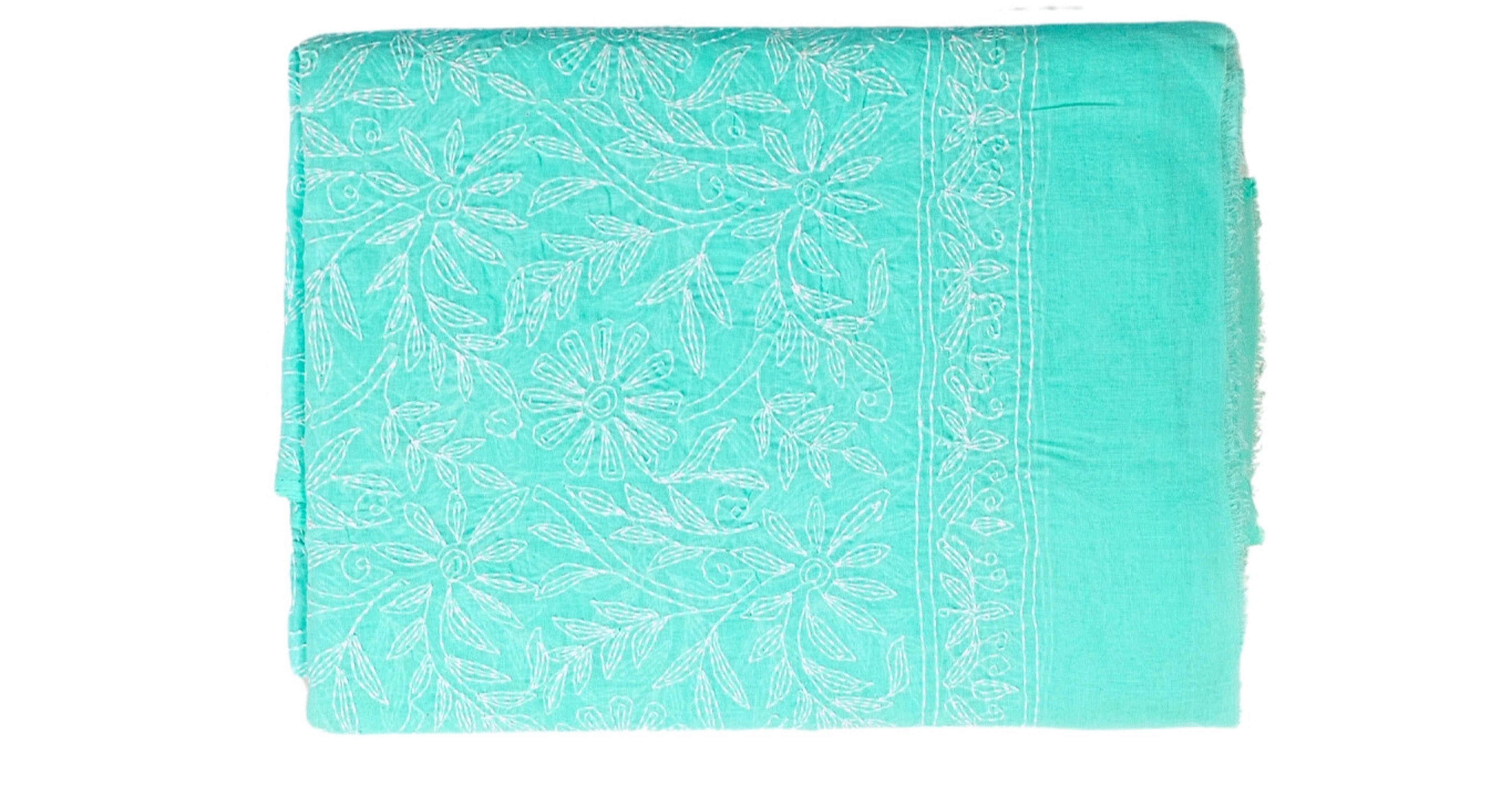 Cotton Kurti(or Dupatta) with Tepchi Chikankari Work(2.5m, Unstitched, Sea Green)